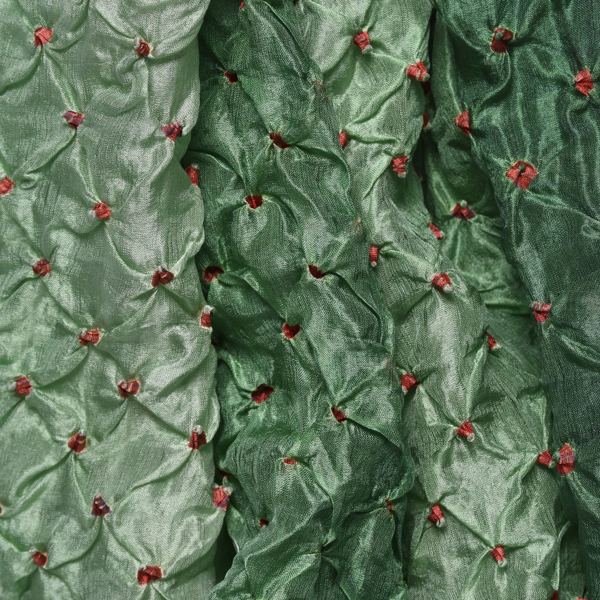Green Bandhani Silk Scarf from Rajasthan - Image 2