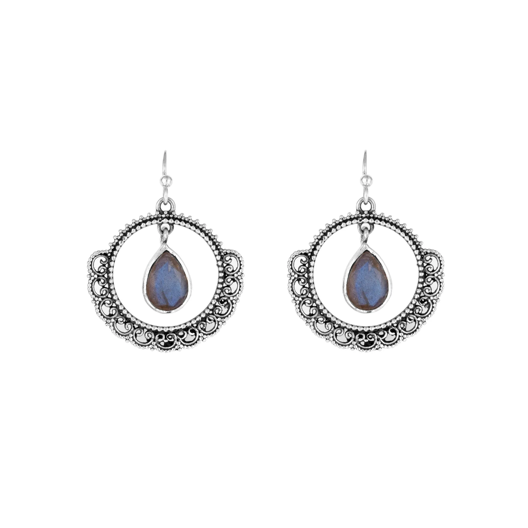 Silver and Labradorite Earrings - From Rajasthan