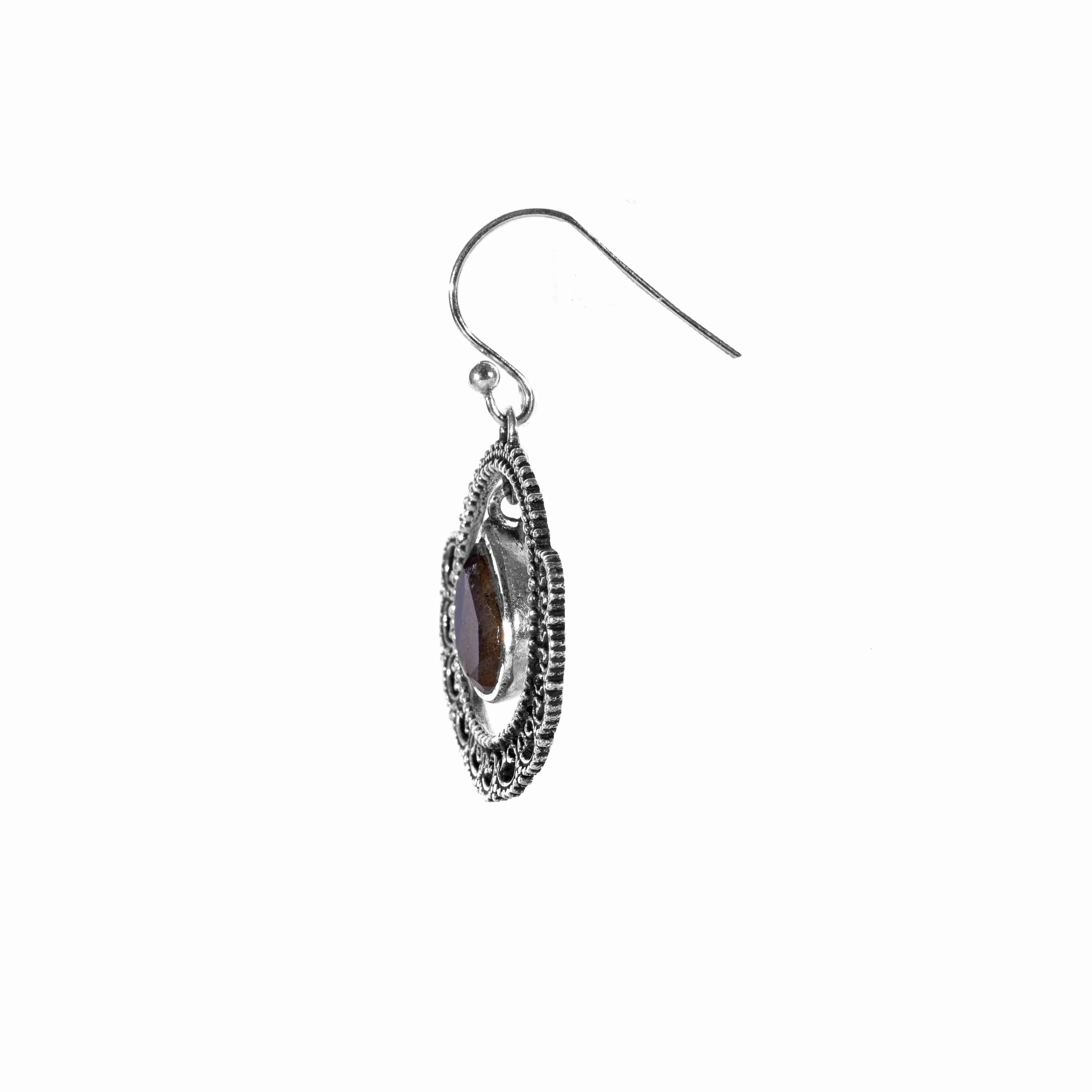 Silver and Labradorite Earrings - From Rajasthan - Image 2