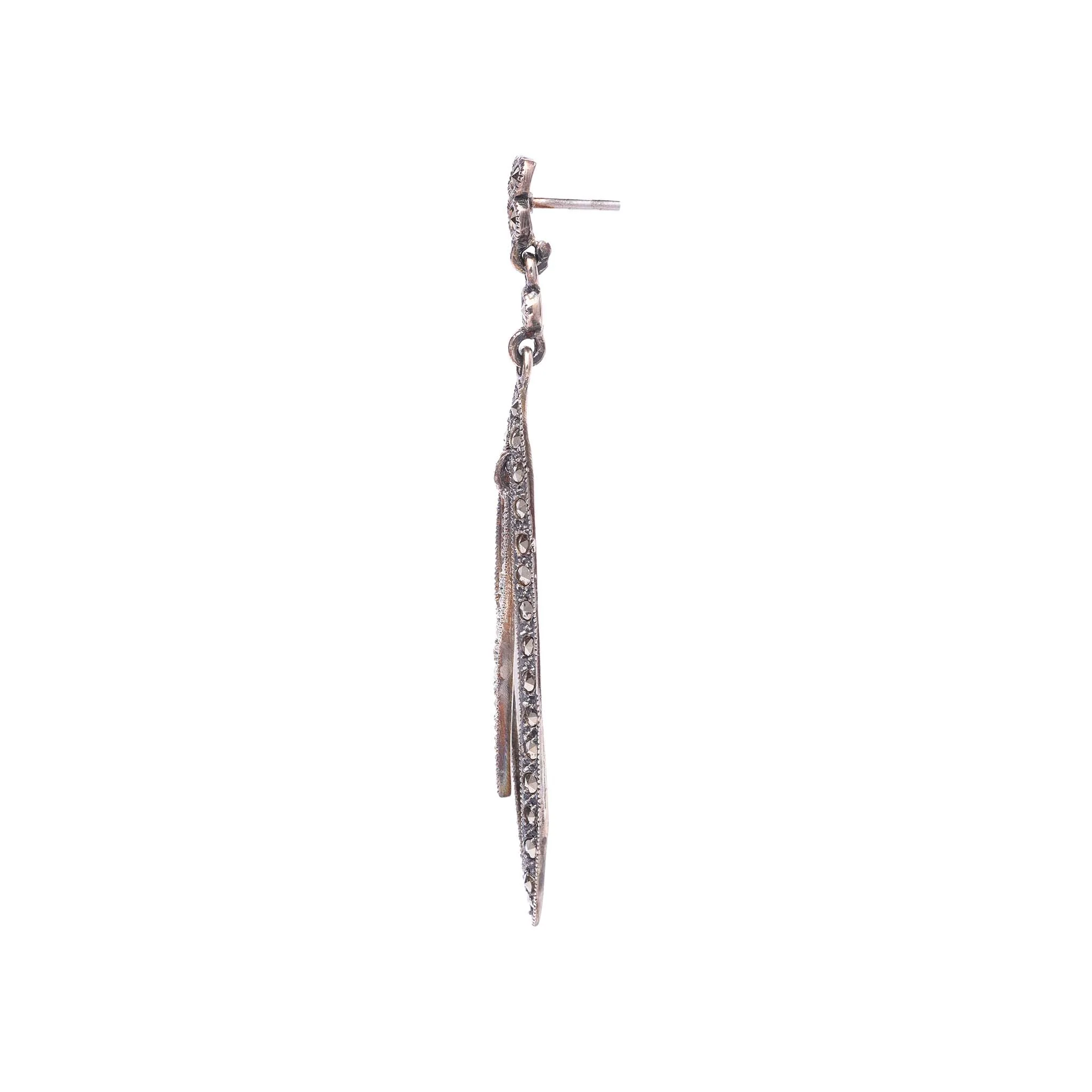 Silver & Marcasite Stud Earrings From Rajasthan - Image 2