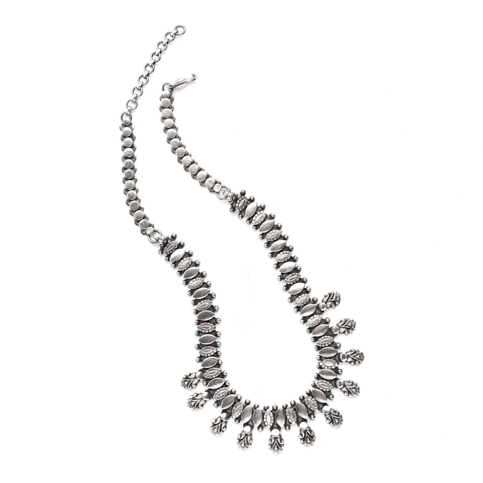 Silver Indian Tribal Boteh Necklace