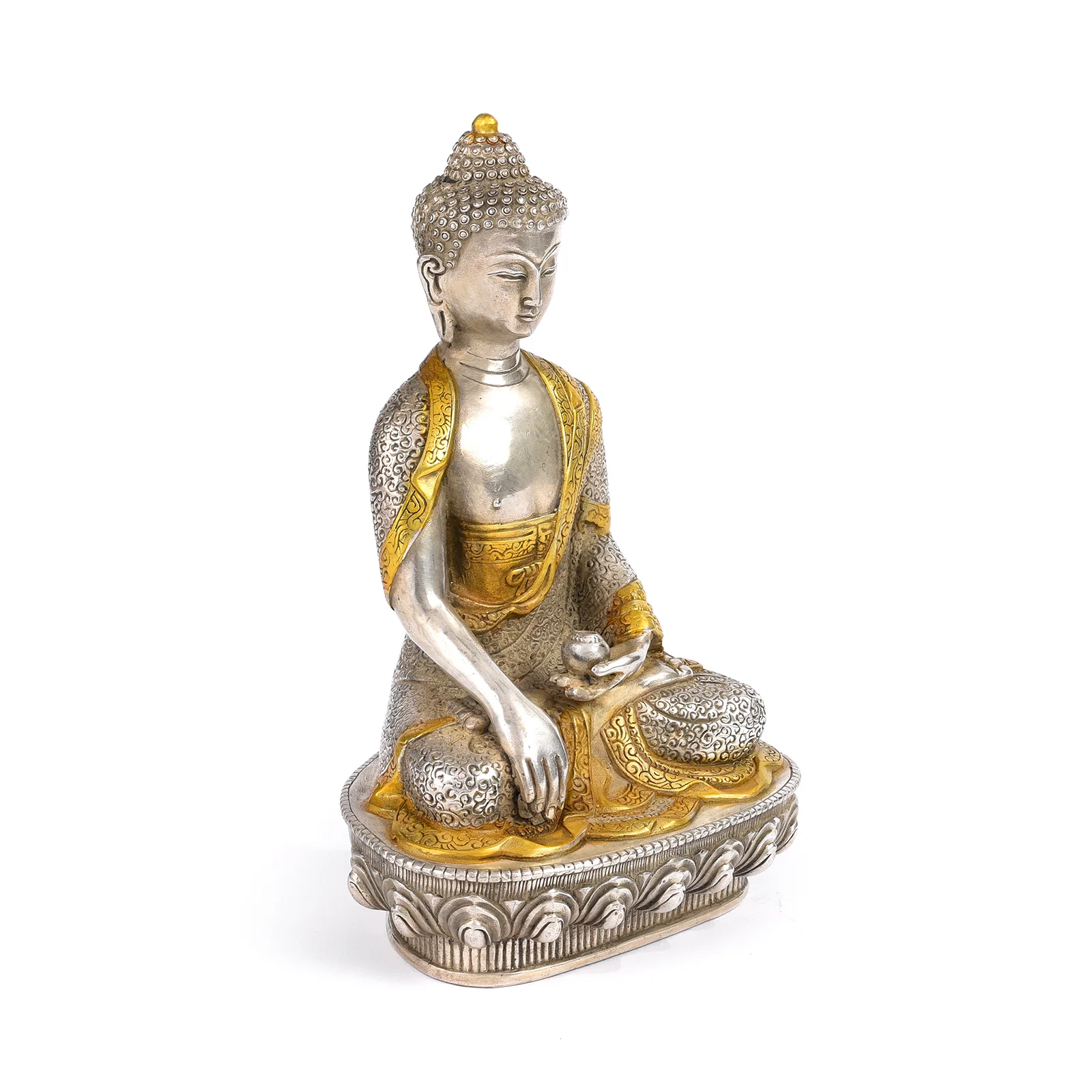 Silver Plated Buddha Statue - Bhumisparsha Mudra - Image 3