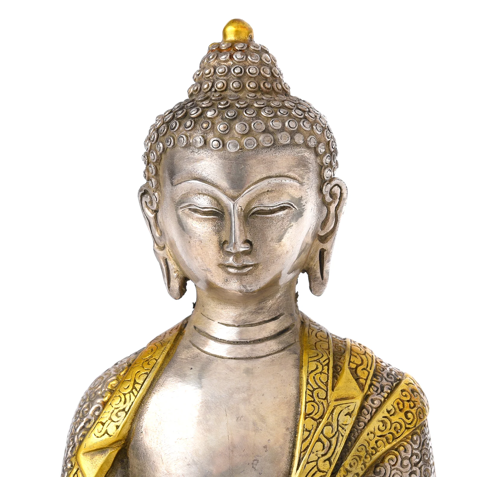 Silver Plated Buddha Statue - Bhumisparsha Mudra - Image 4