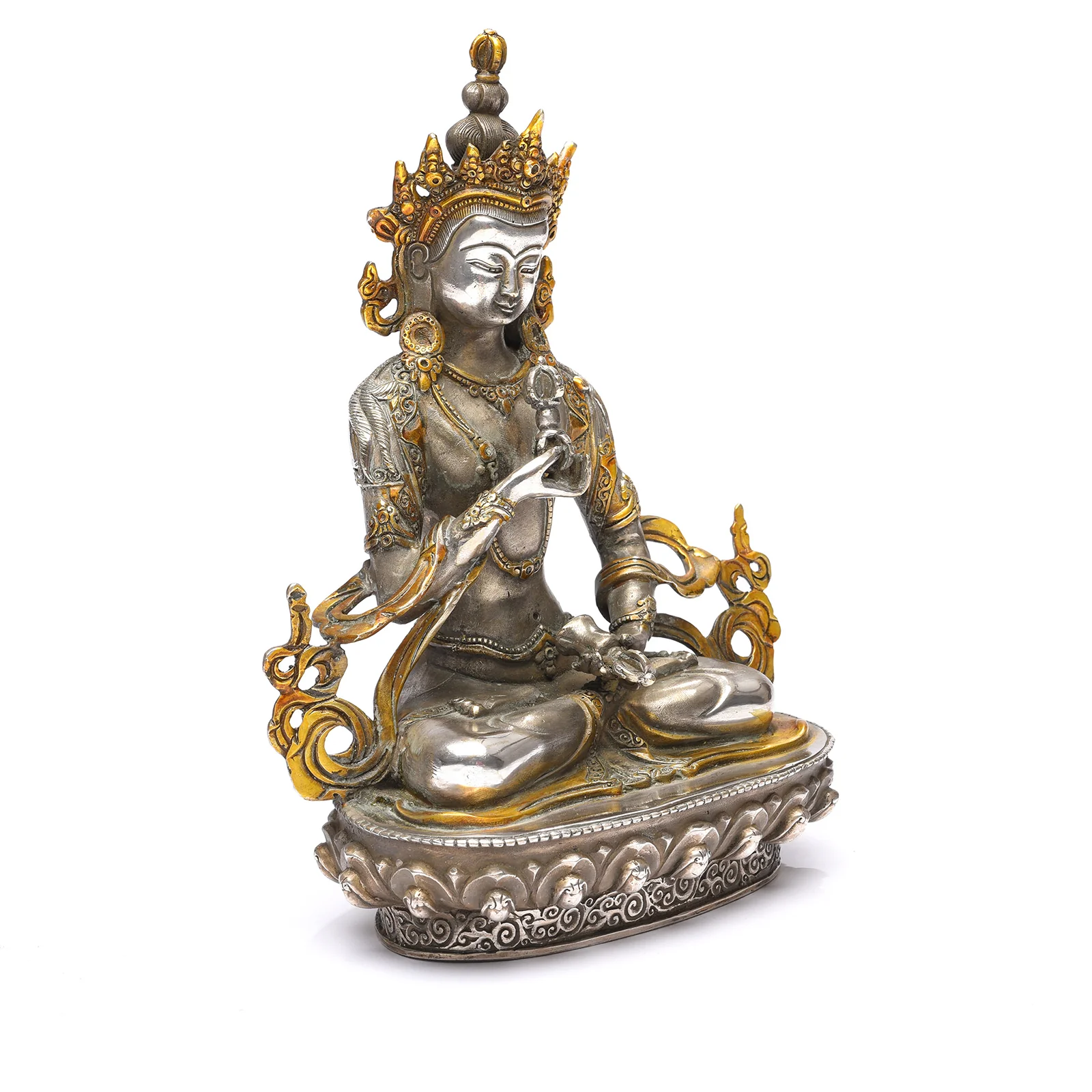 Silver Plated Statue Of The Goddess Tara - Image 3