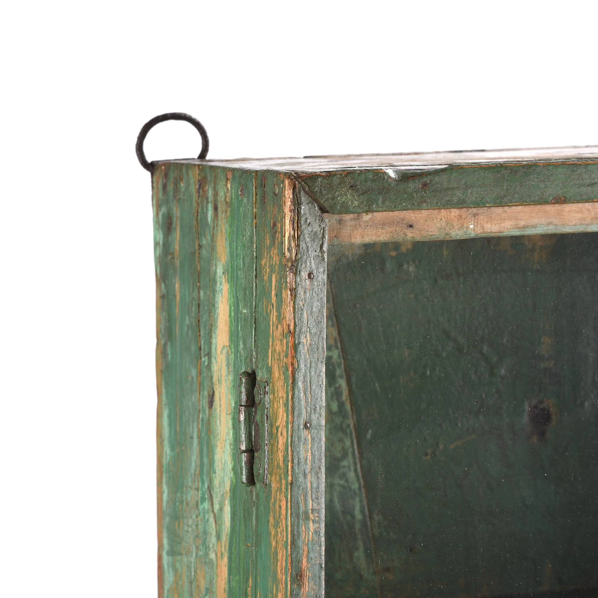 Green Painted Teak Glazed Wall Cabinet - Ca 1930 - Image 2