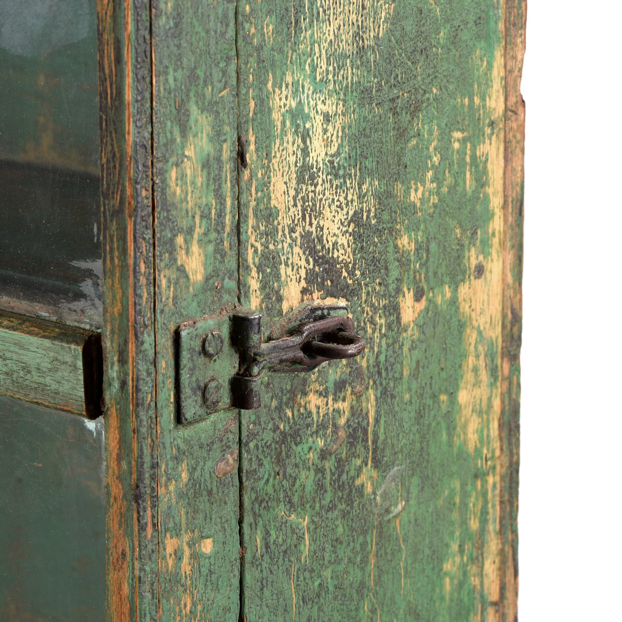 Green Painted Teak Glazed Wall Cabinet - Ca 1930 - Image 3