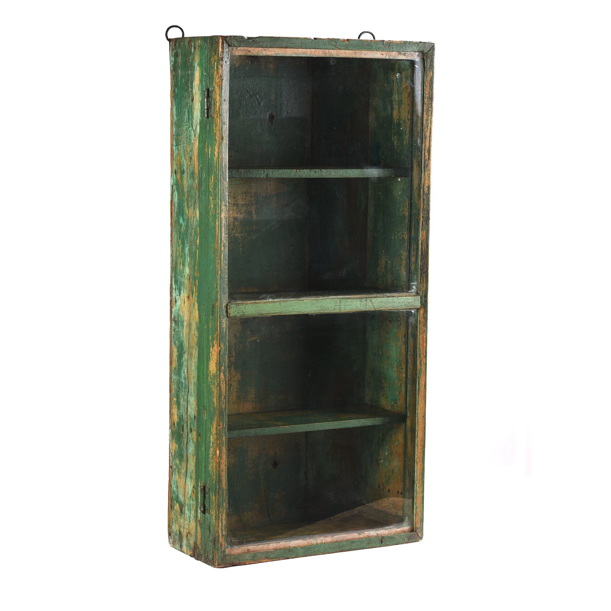 Green Painted Teak Glazed Wall Cabinet - Ca 1930 - Image 4