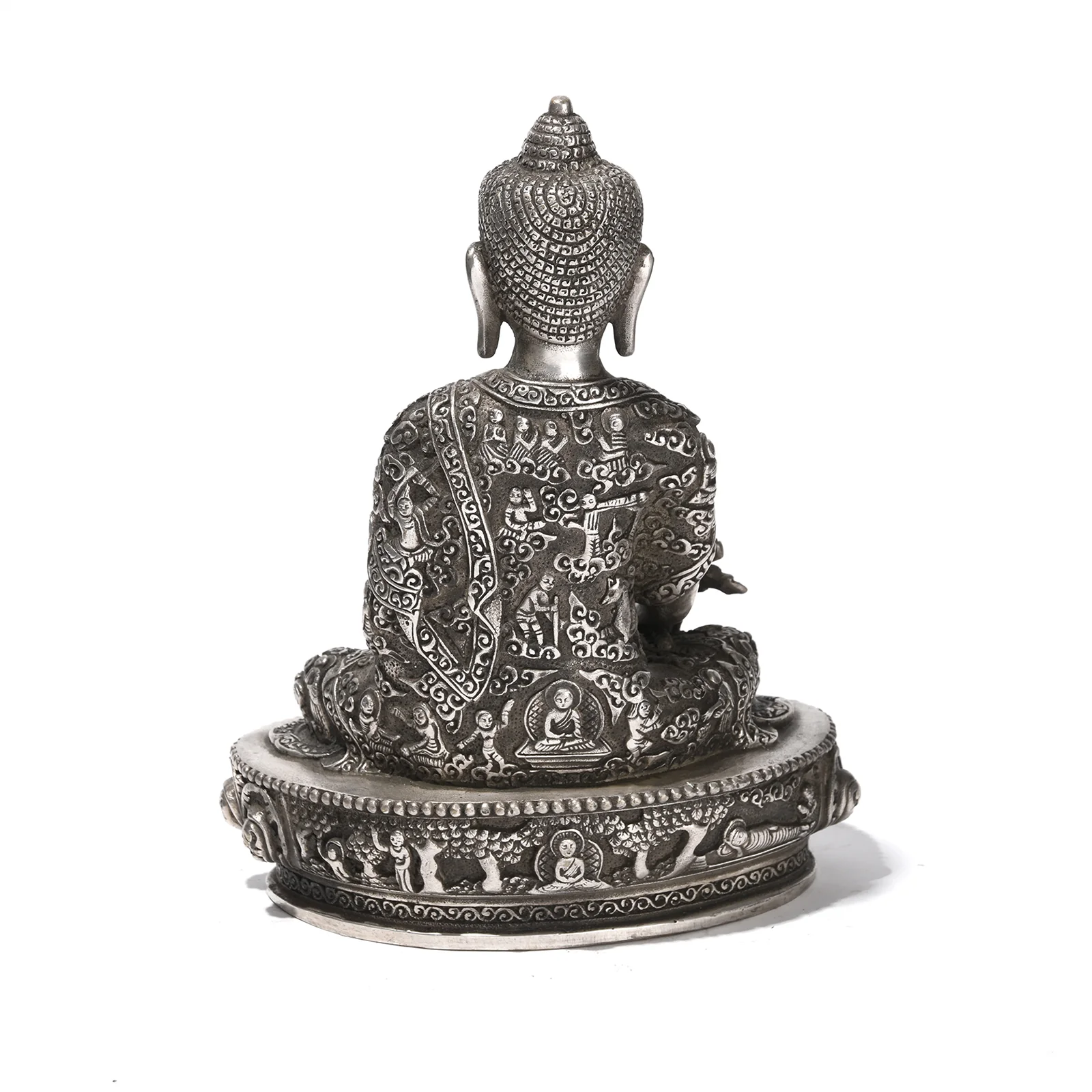 Sitting Silver Plated Buddha Statue - Varada Mudra - Image 4