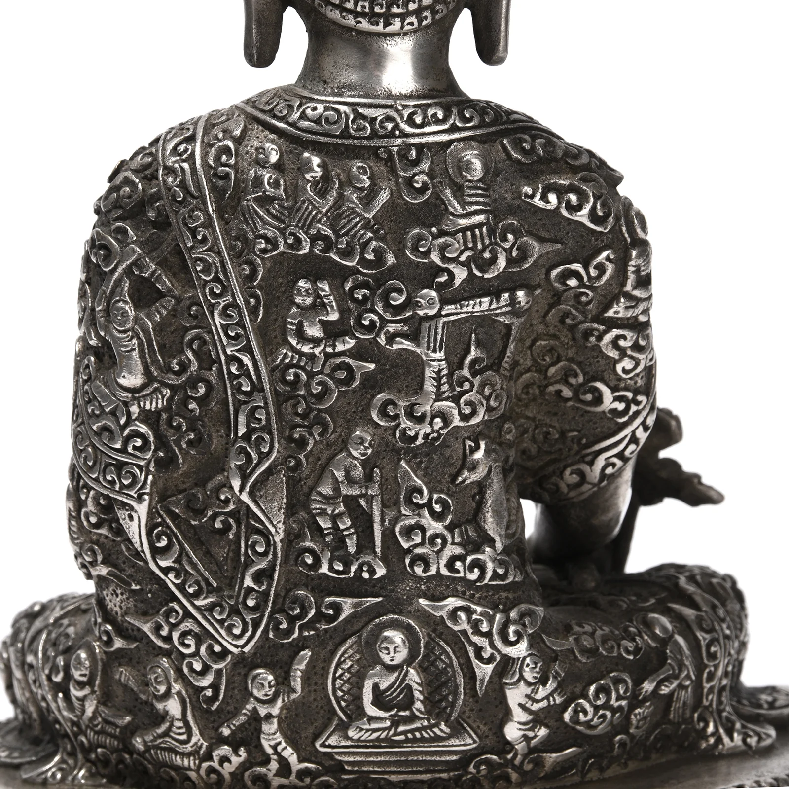 Sitting Silver Plated Buddha Statue - Varada Mudra - Image 6