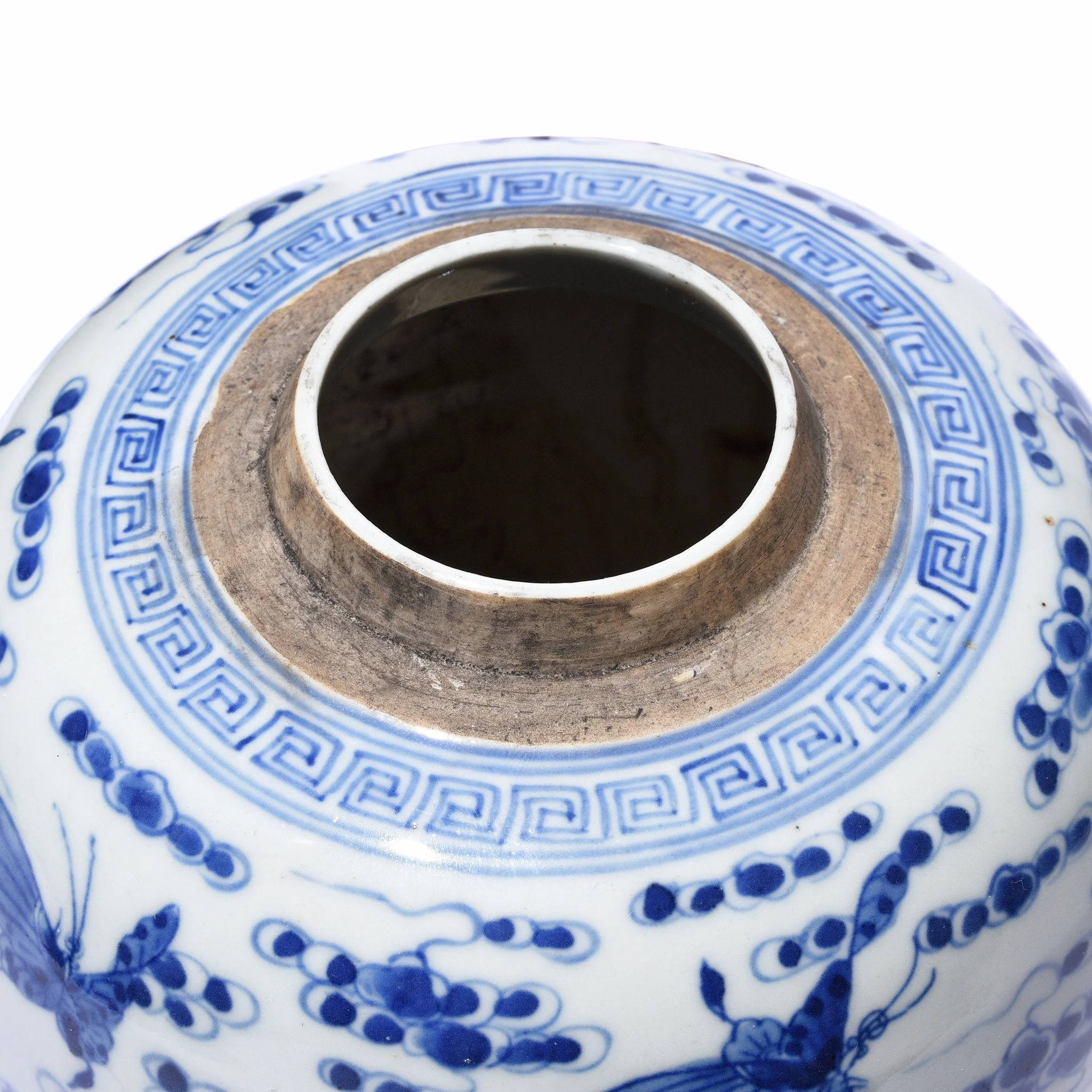 Small Blue & White Porcelain Ginger Jar - Butterfly Design - Image 5