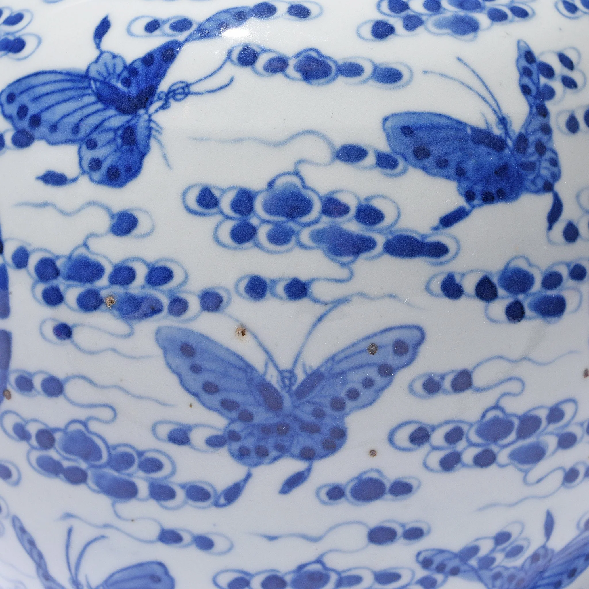 Small Blue & White Porcelain Ginger Jar - Butterfly Design - Image 6