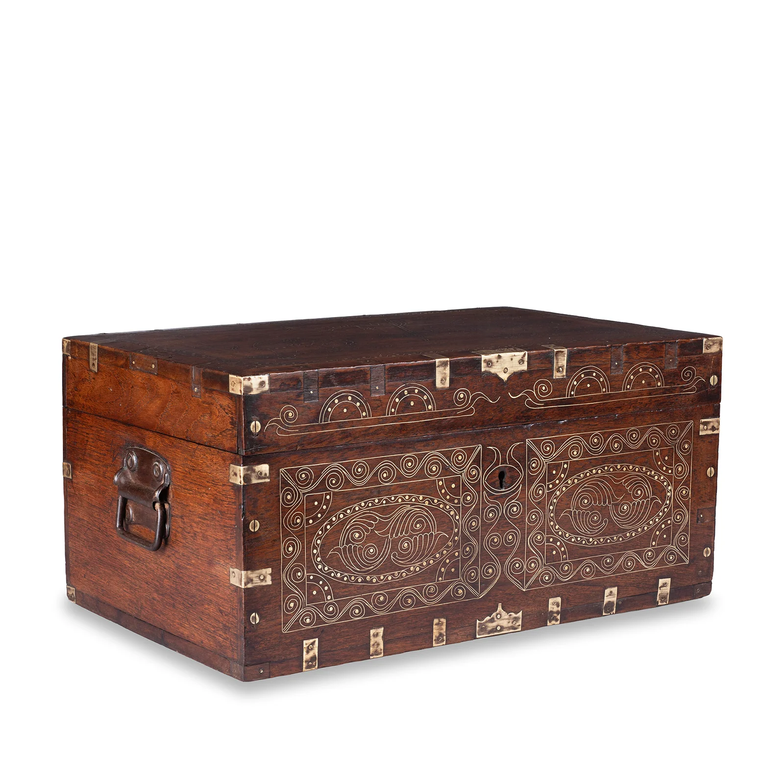Brass Bound Teak Military Chest From Burma - 19th Century - Image 3