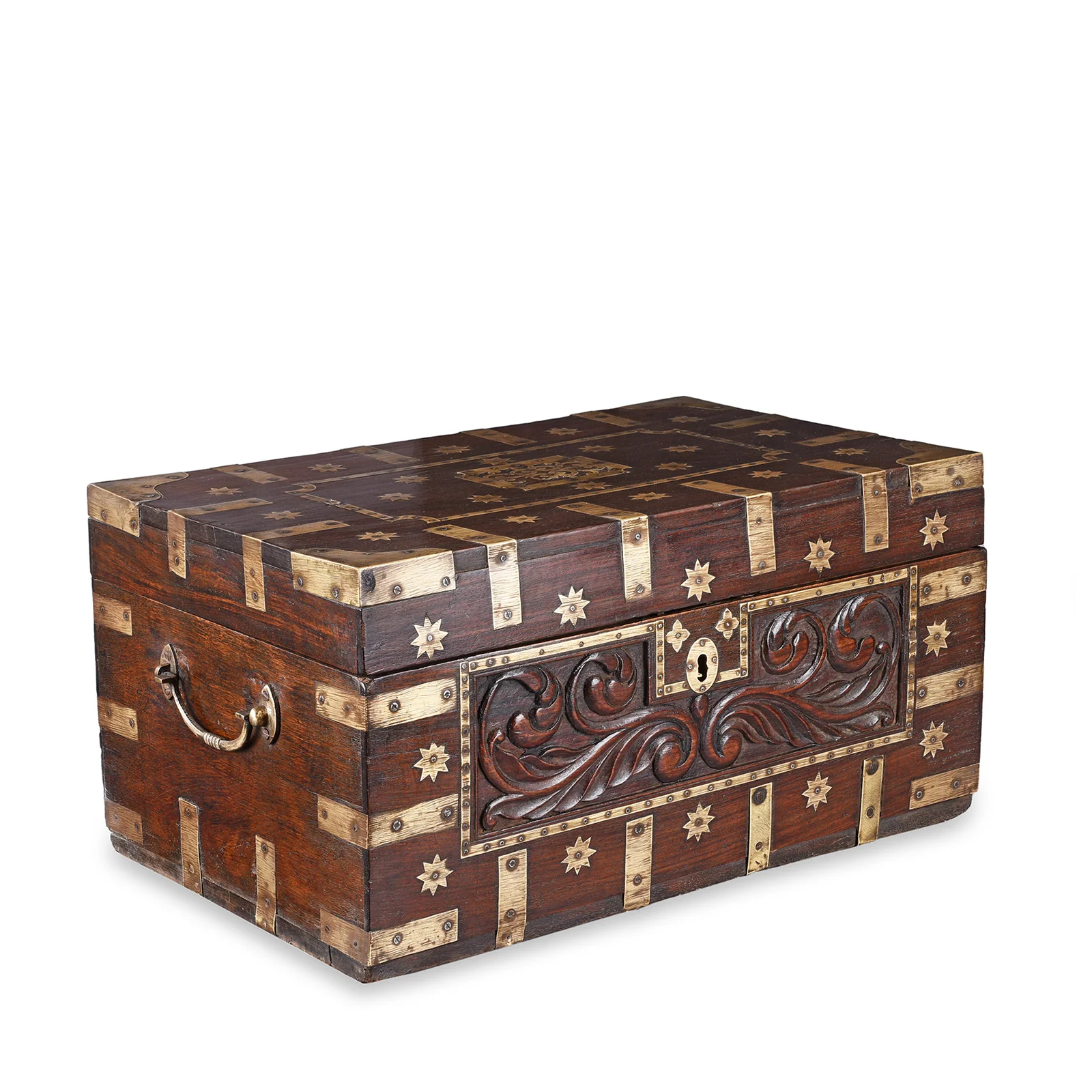 Small Brass & Rosewood 'Malabar' Chest From Kutch - 19th Century - Image 6