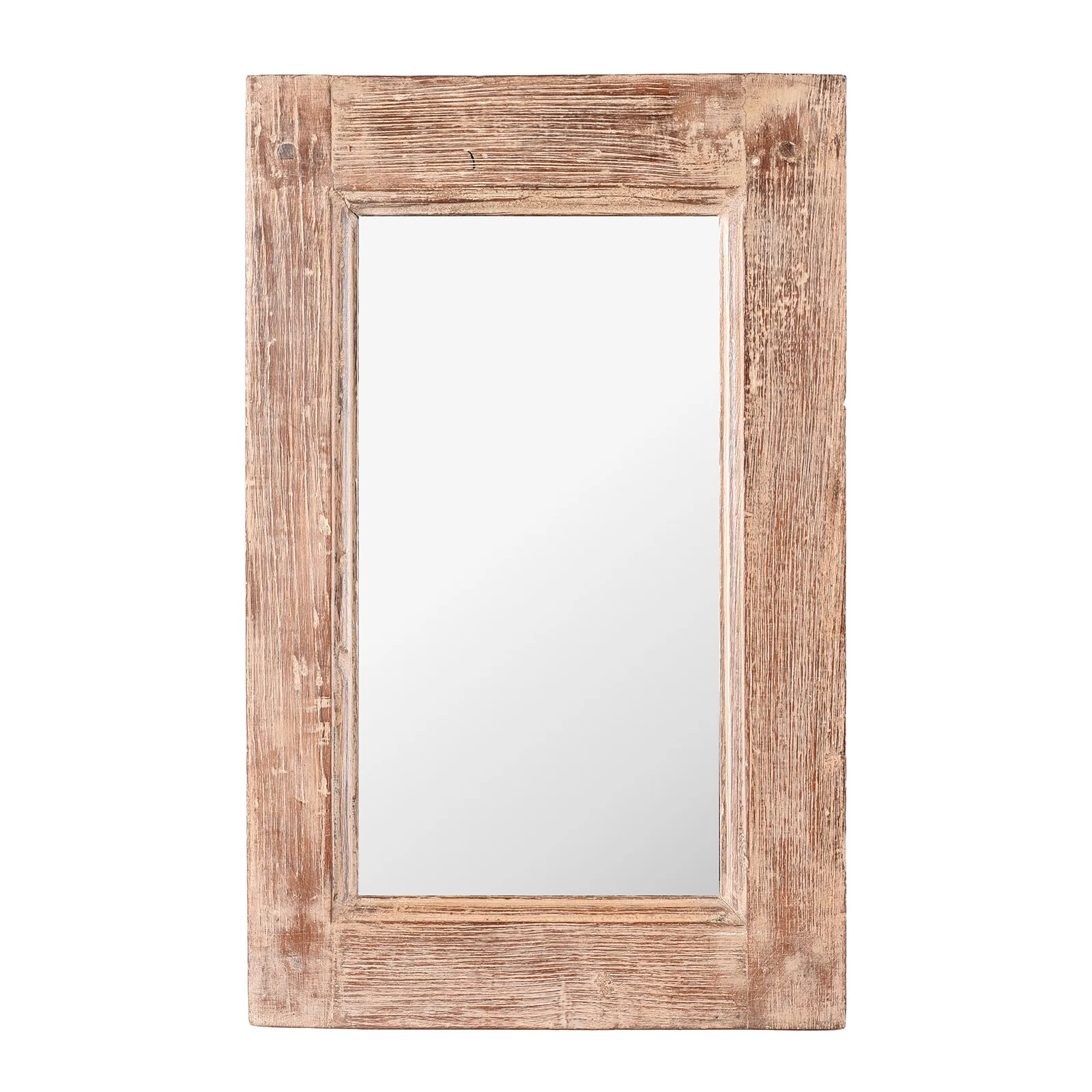 Small Rustic Indian Reclaimed Wood Teak Mirror - Image 2