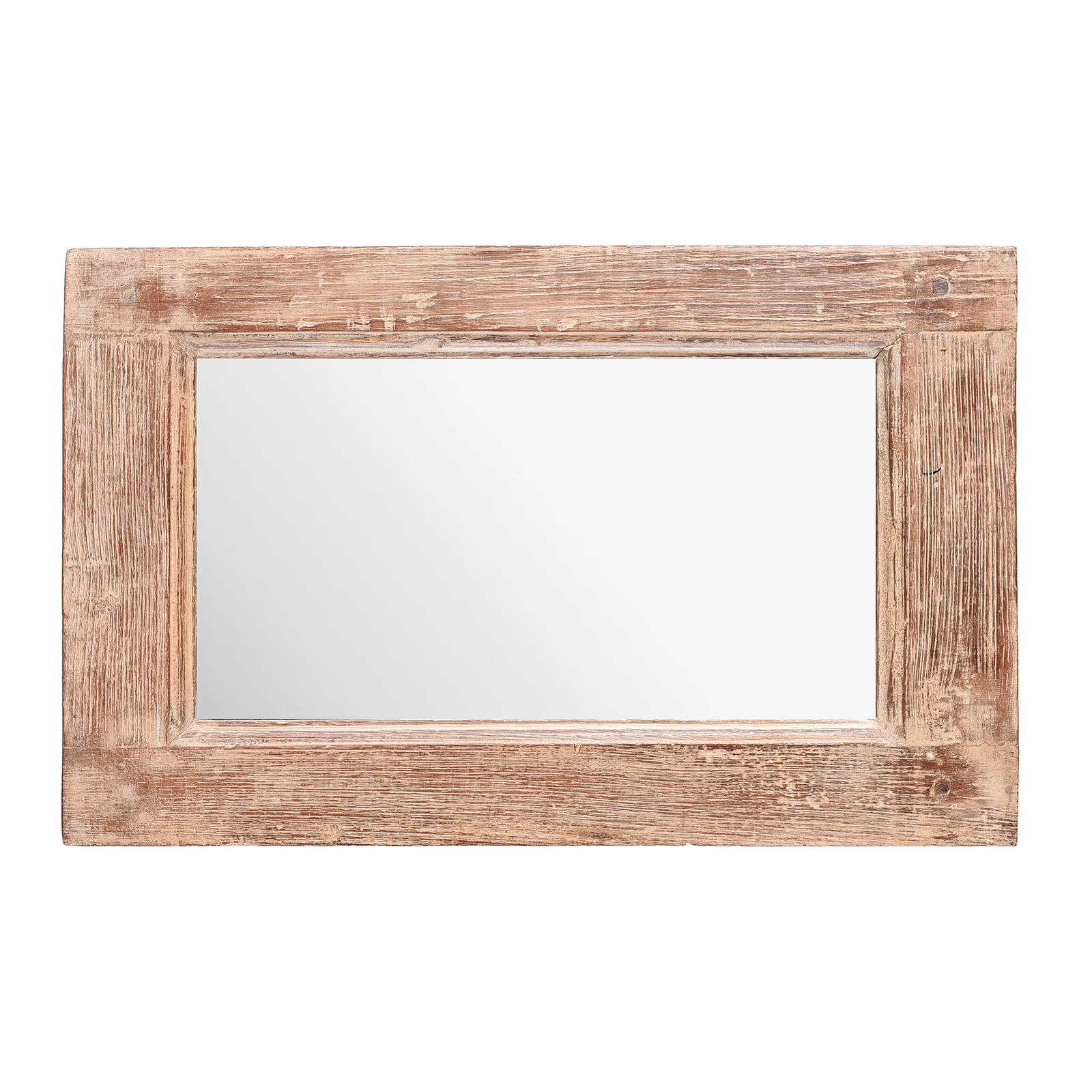 Small Rustic Indian Reclaimed Wood Teak Mirror - Image 3