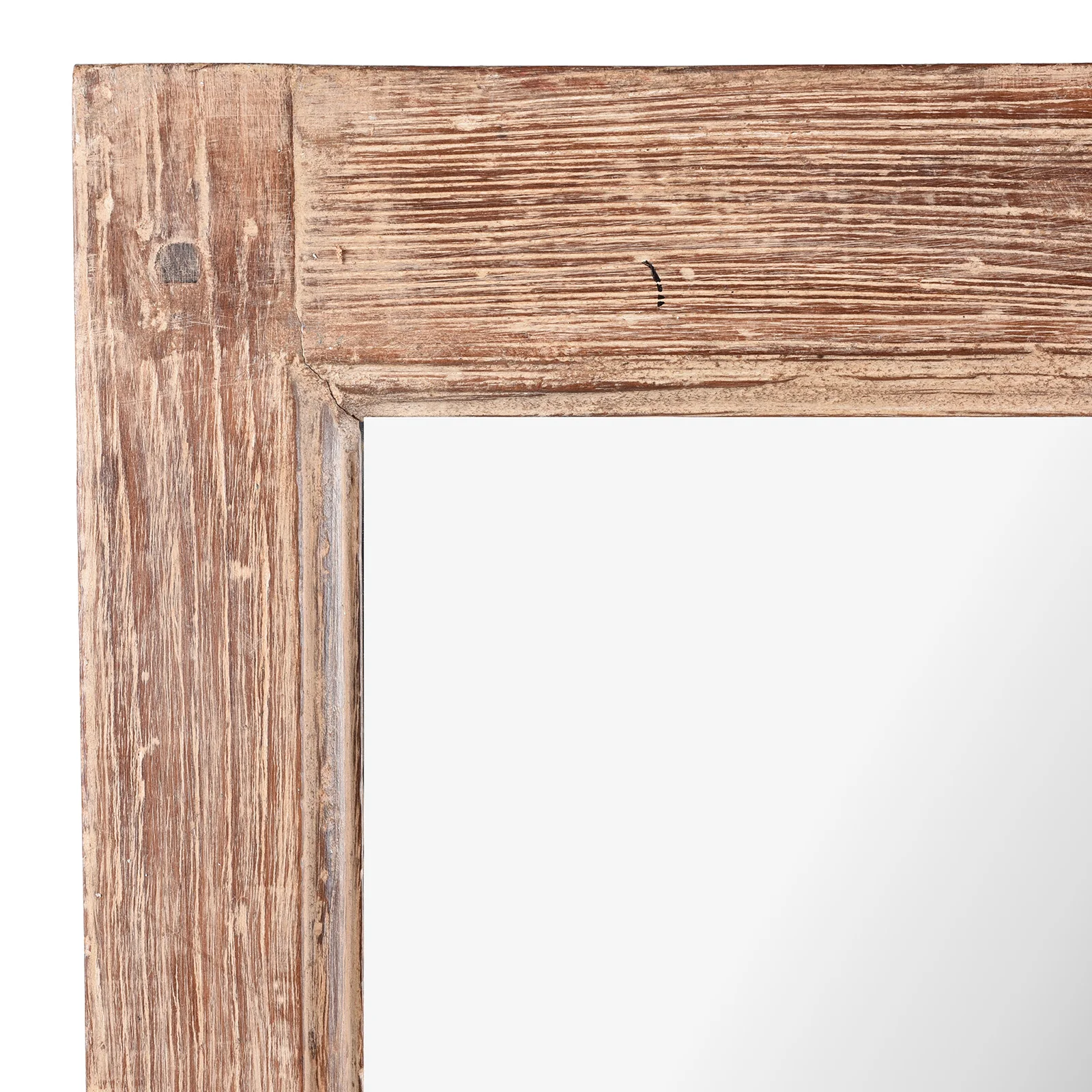 Small Rustic Indian Reclaimed Wood Teak Mirror - Image 4