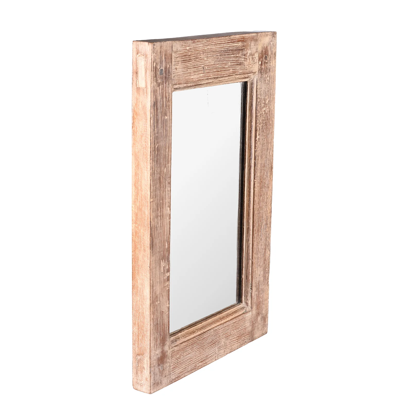 Small Rustic Indian Reclaimed Wood Teak Mirror - Image 5