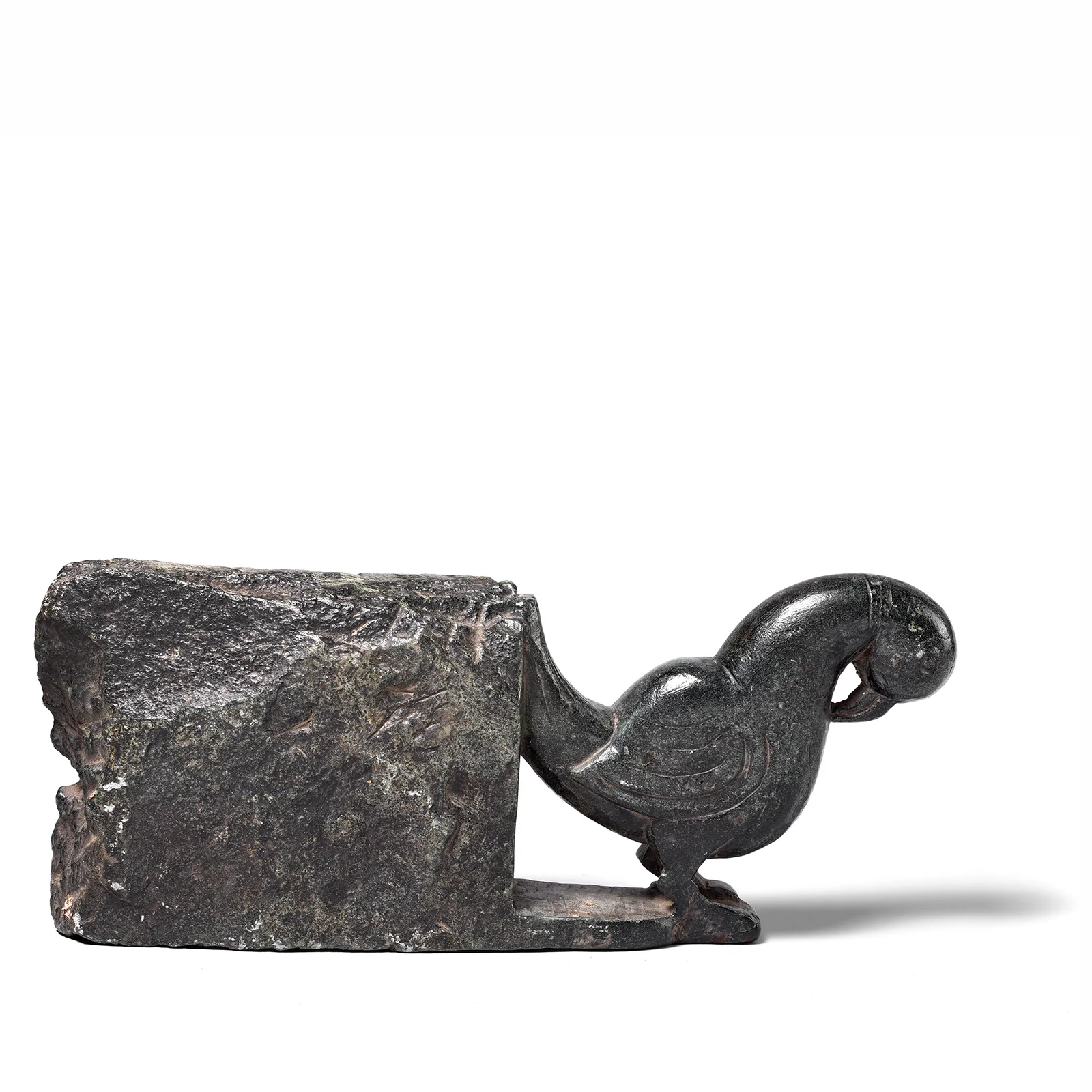 Soapstone Peacock Turban Hanger From Dungarpur - 19th Century