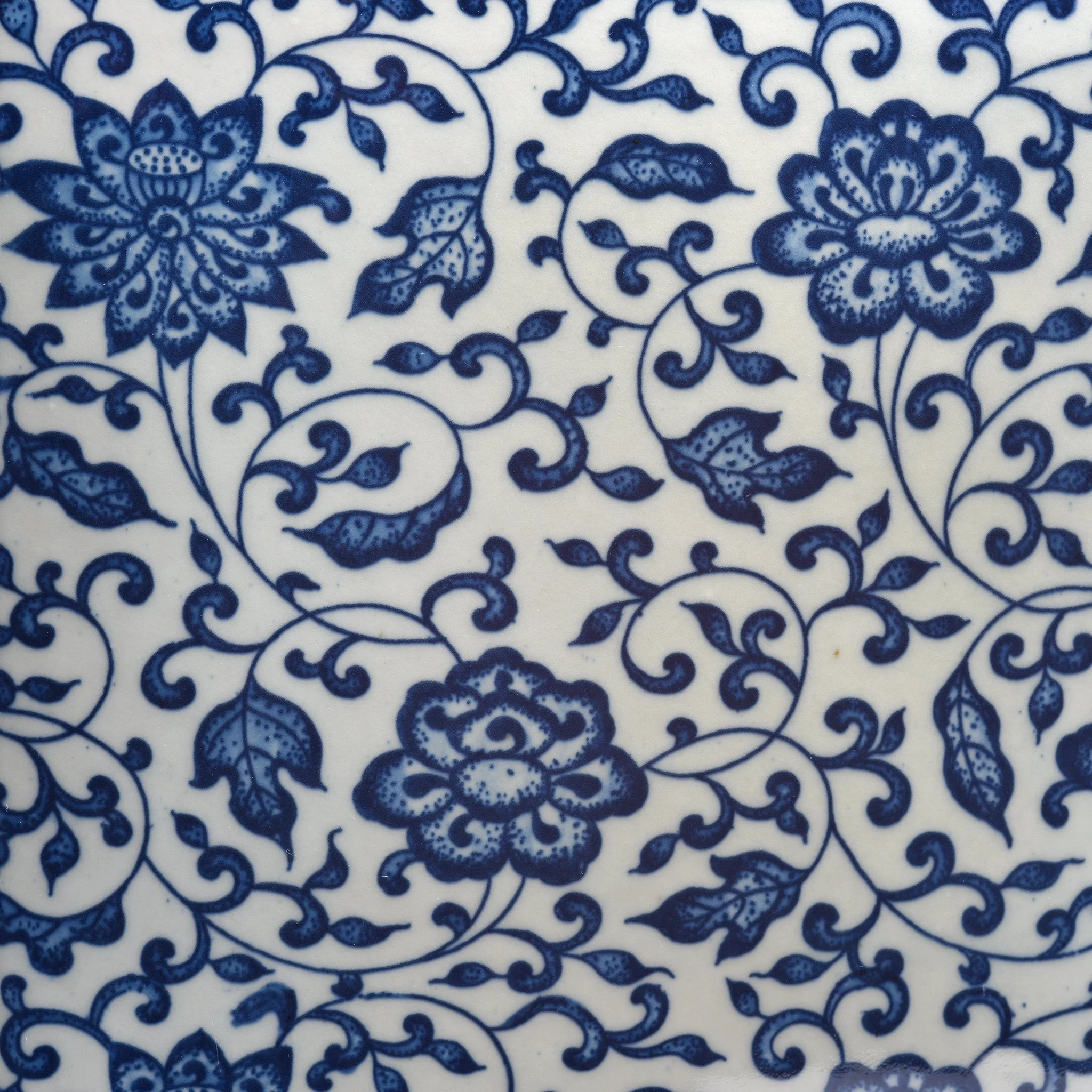 Blue & White Porcelain Square Tea Caddy - Peony Design - Image 4