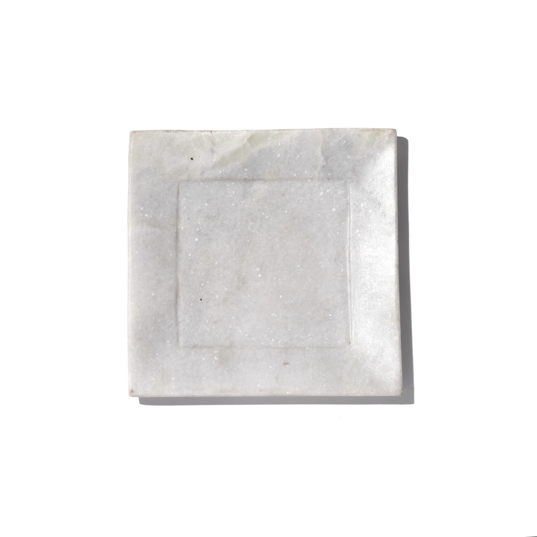 Square Carved White Marble Plate - Image 4