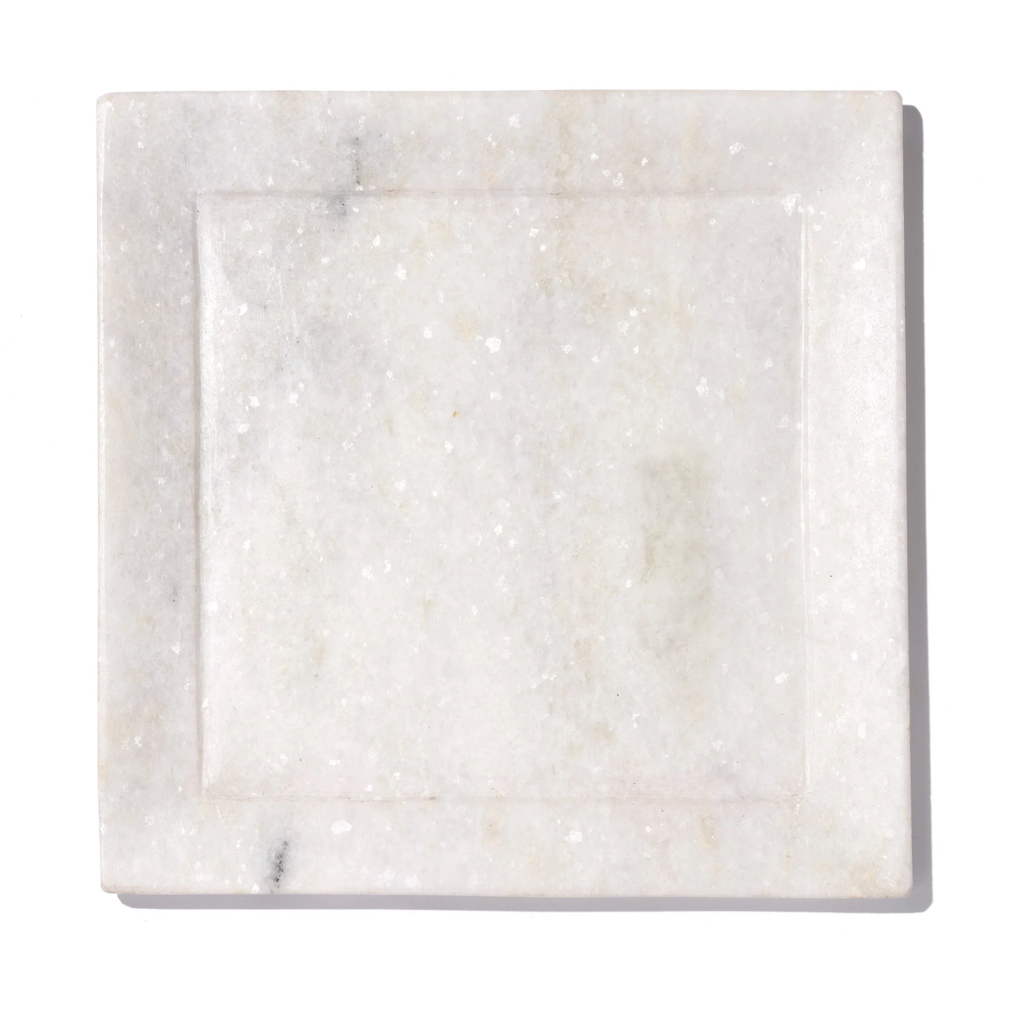 Square Carved White Marble Plate - Image 5