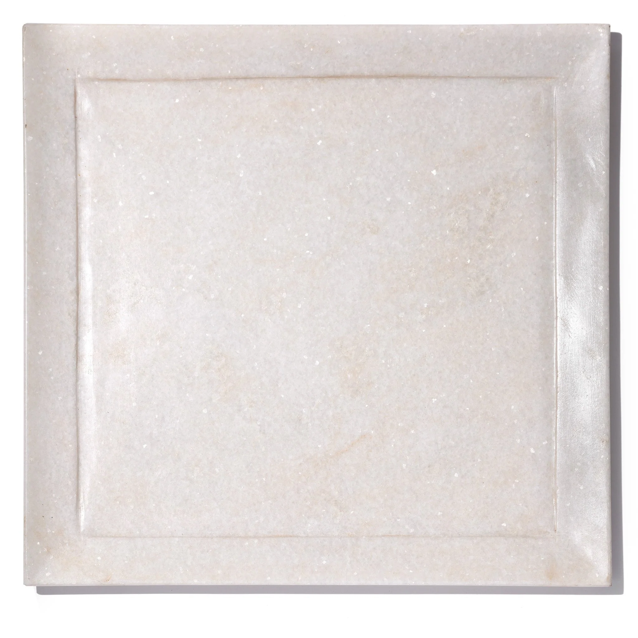 Square Carved White Marble Plate - Image 6