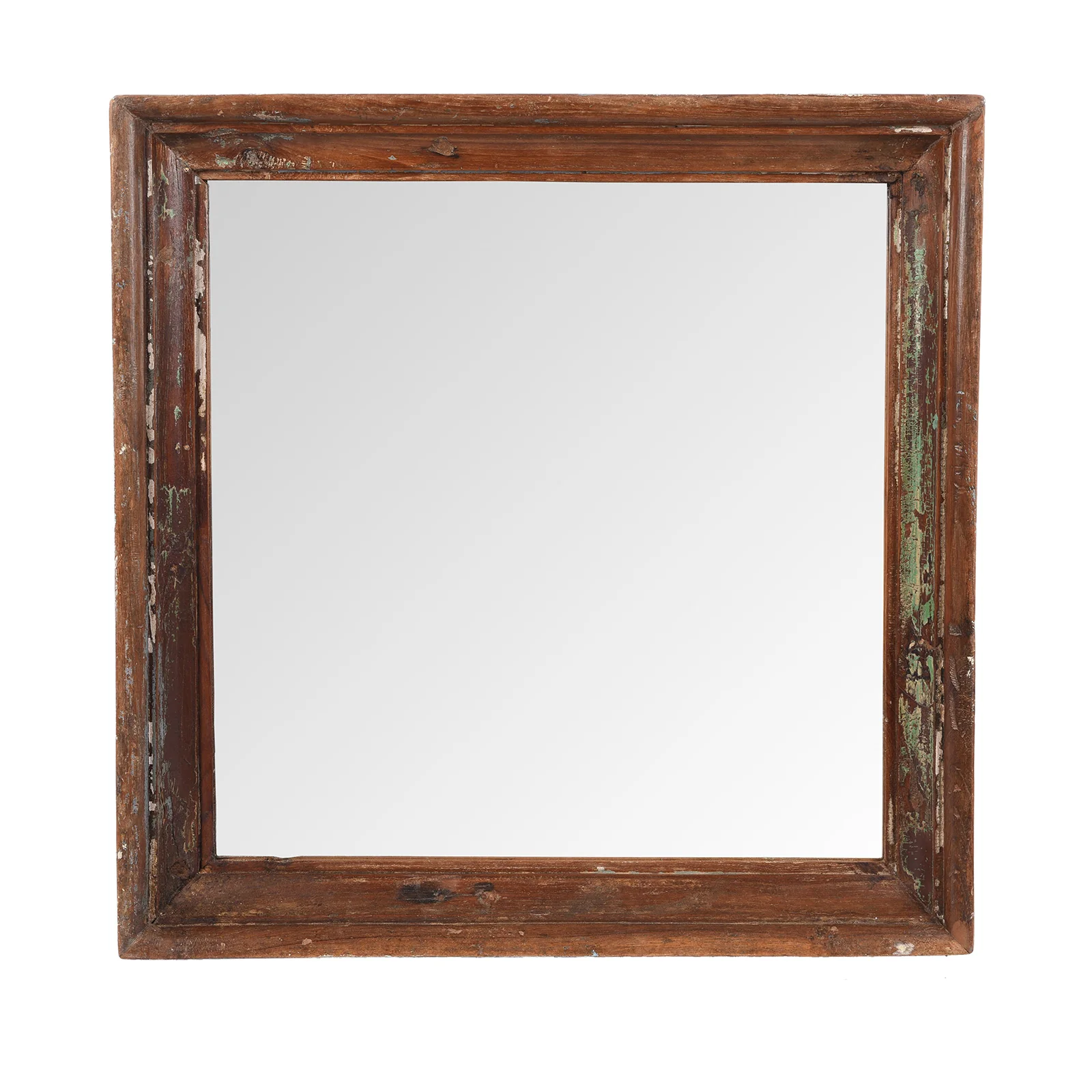 Square Mirror Made From Old Architectural Teak - Image 4