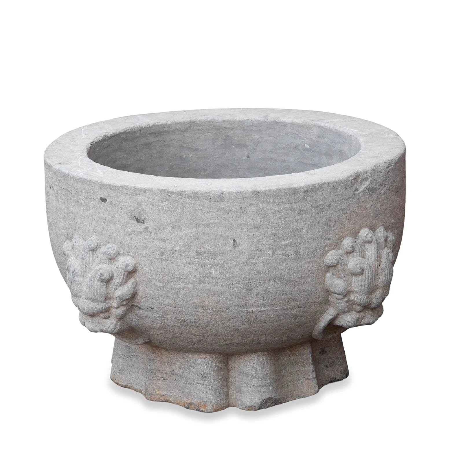 Chinese Stone Planter With Lion Heads - Image 4