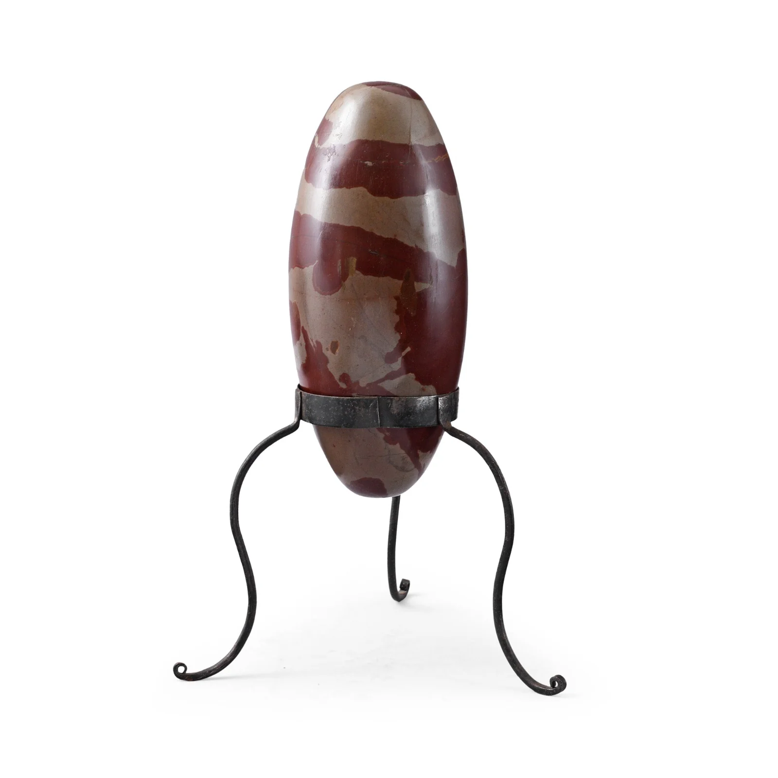 Stone Shiva Lingam on Iron Stand - Ca 1900's
