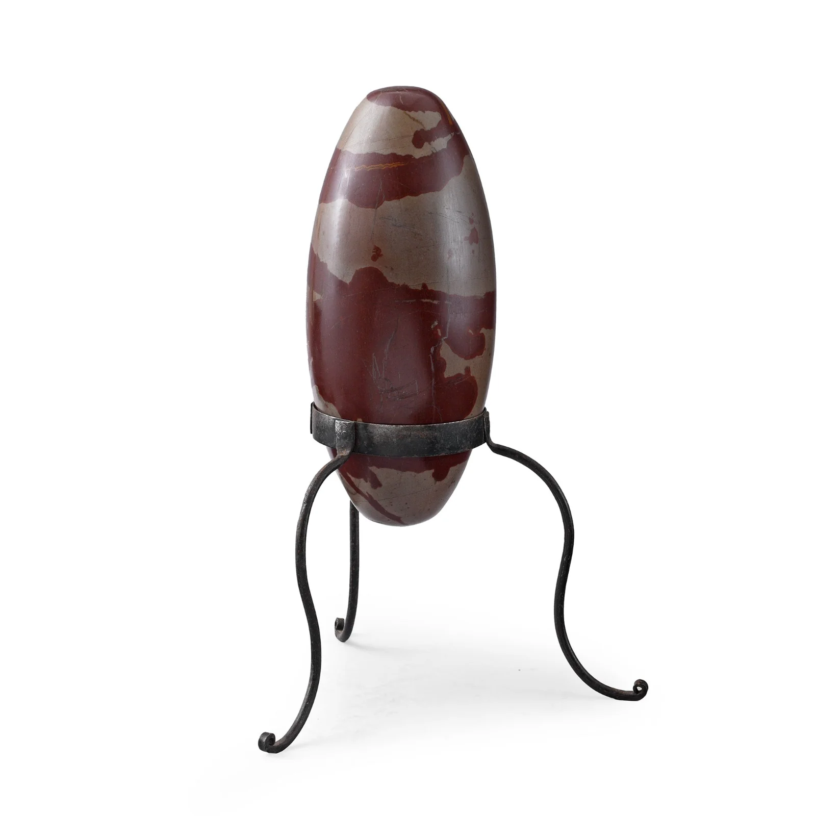 Stone Shiva Lingam on Iron Stand - Ca 1900's - Image 3