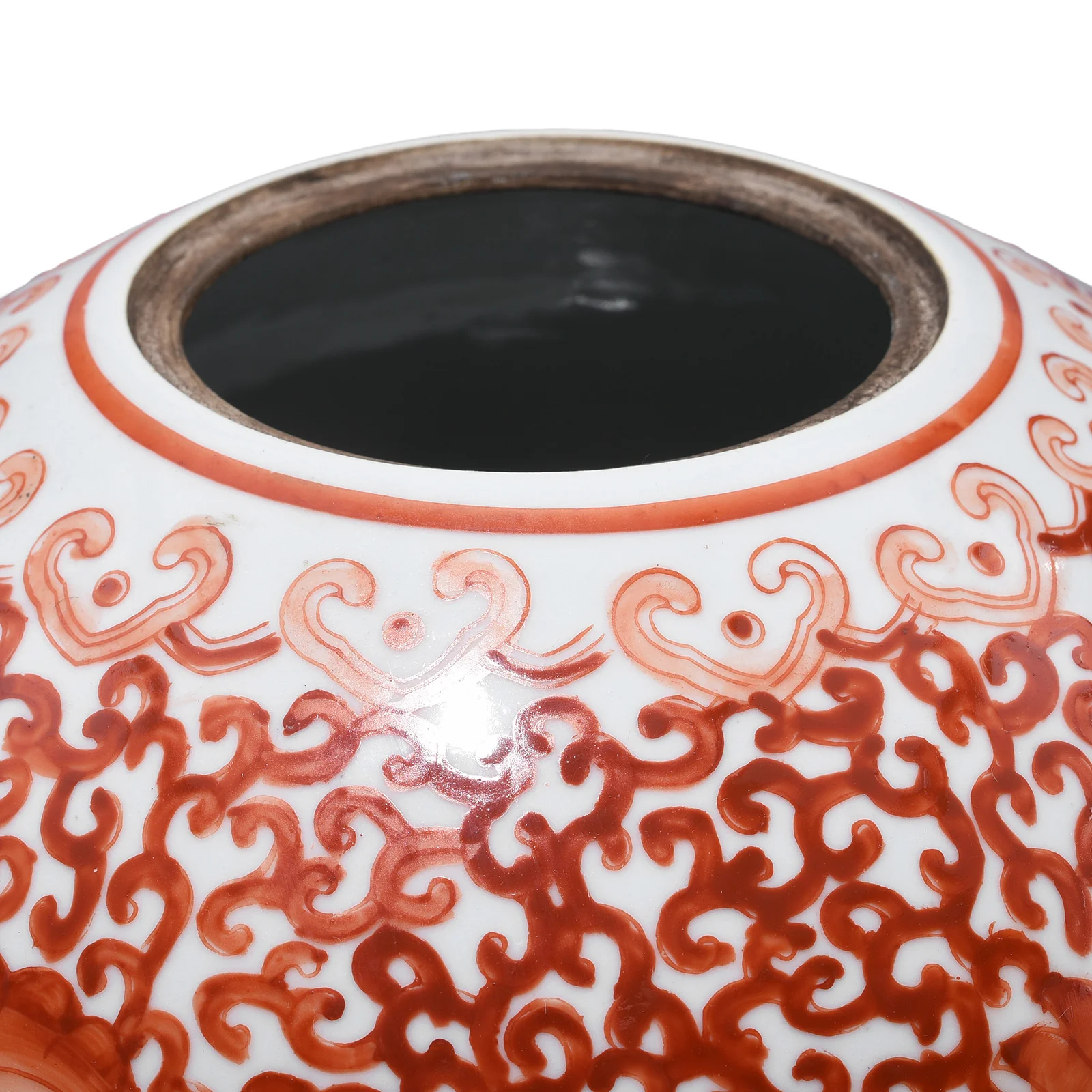 Porcelain Tall Rice Jar - Kangxi Orange Design - Image 3