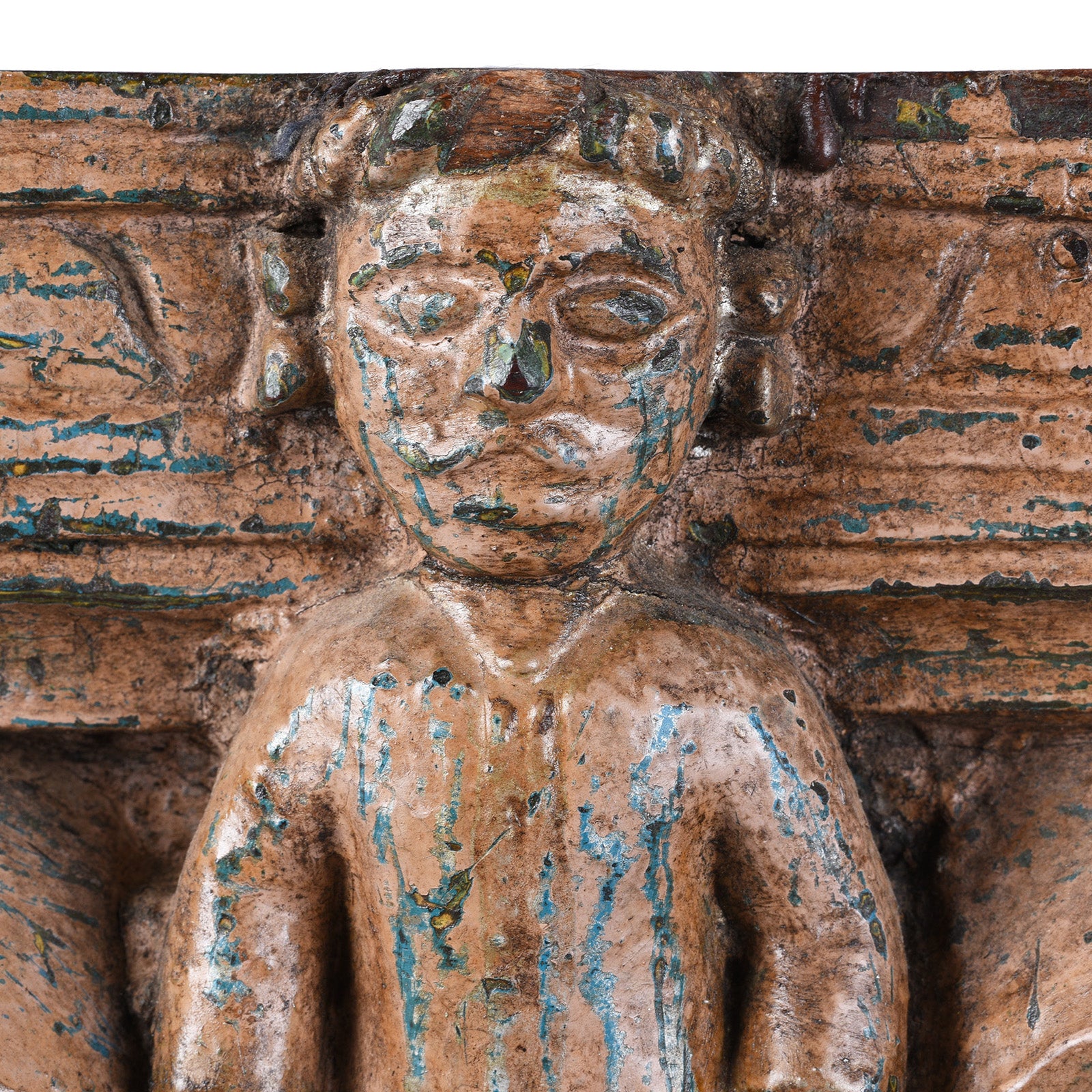 Carved Teak Capitol Candlestand From Gujarat - Late 19th Century - Image 6