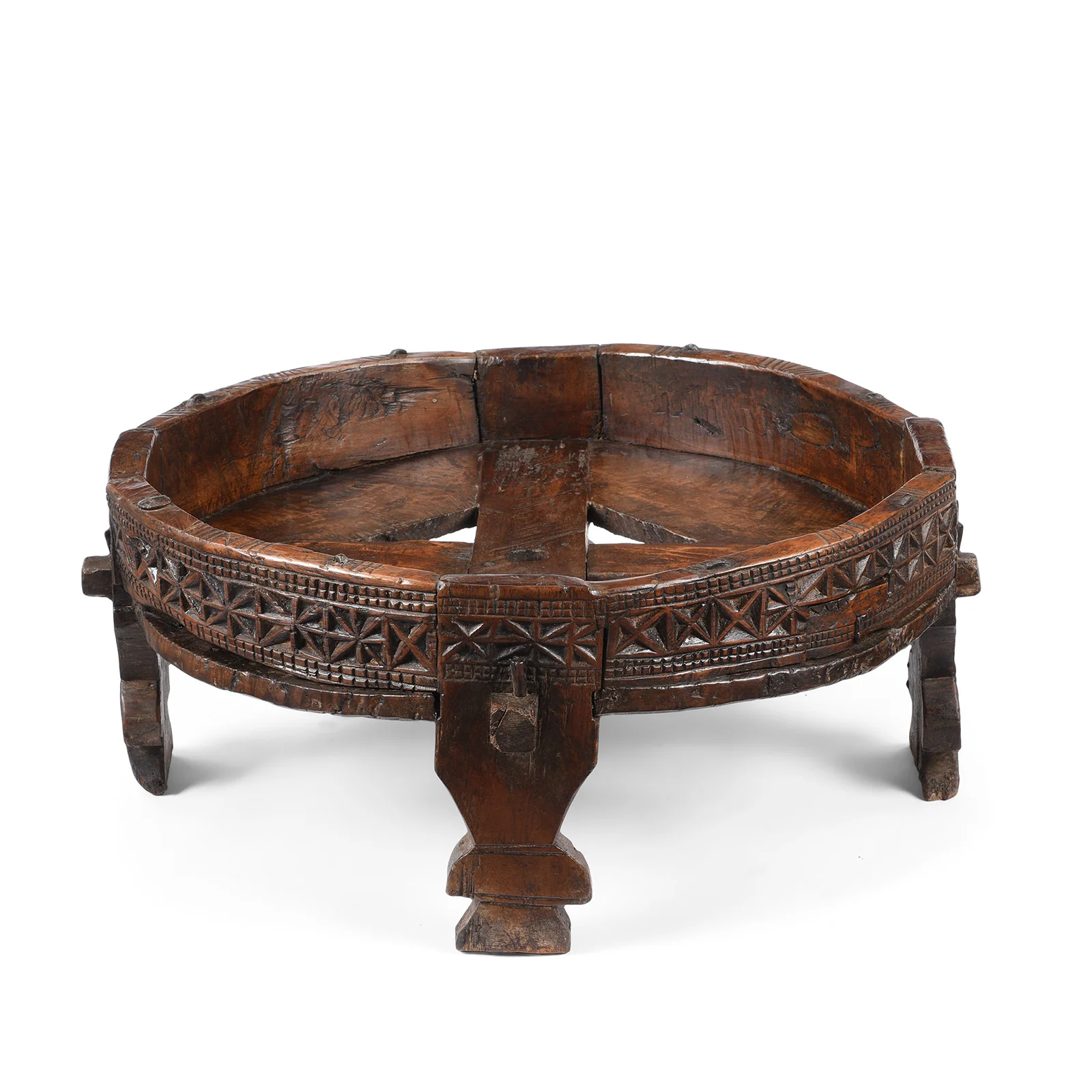 Teak Chakki Rice Mill From Rajasthan - 19th Century