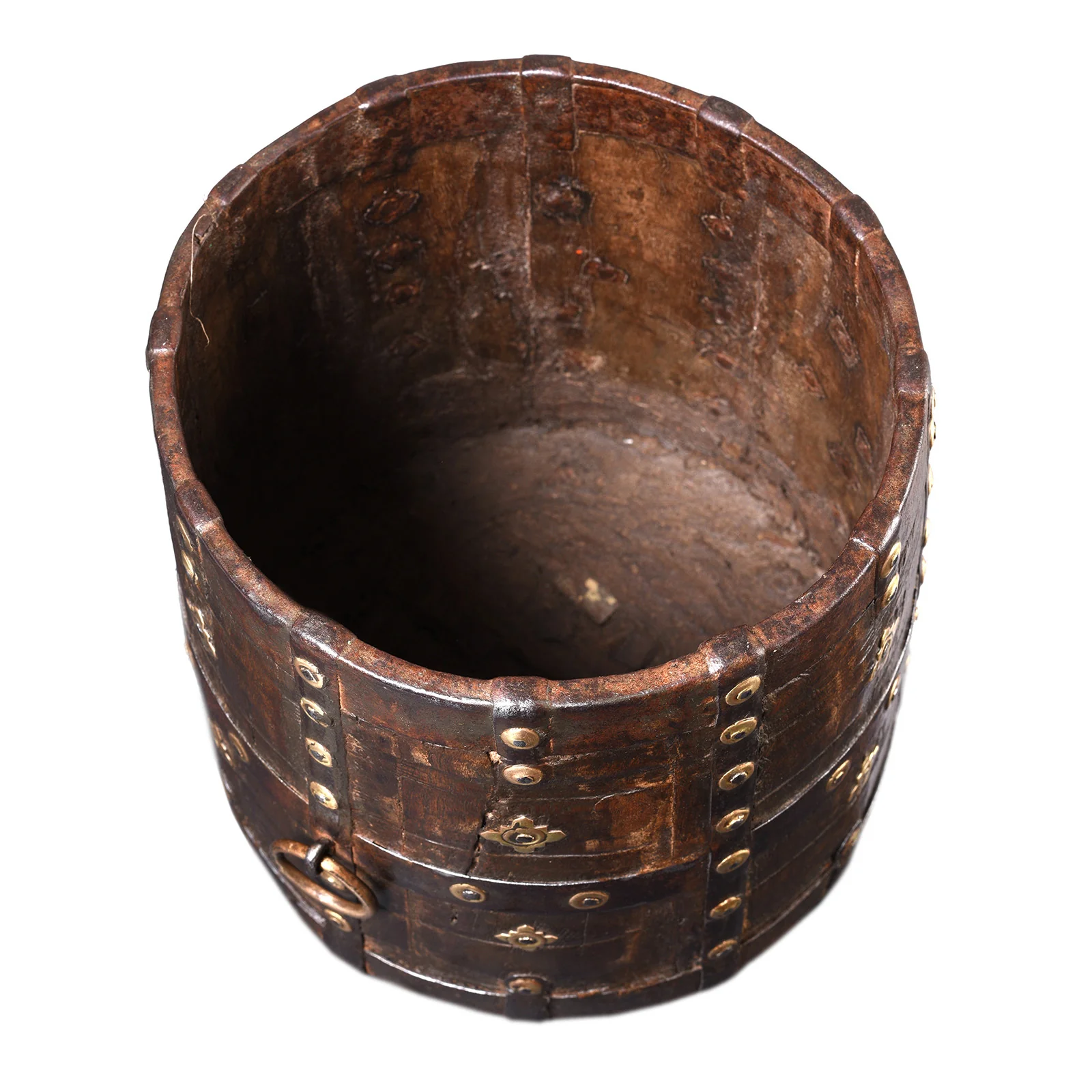 Teak & Iron Grain Measure From Rajasthan - 19th Century - Image 3