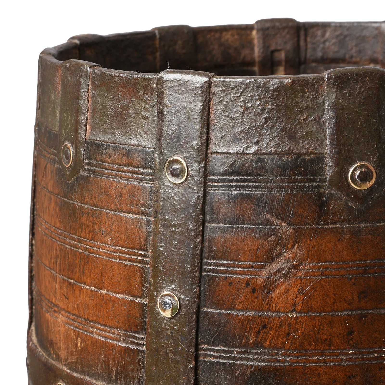 Teak & Iron Grain Measure From Rajasthan - 19th Century - Image 3