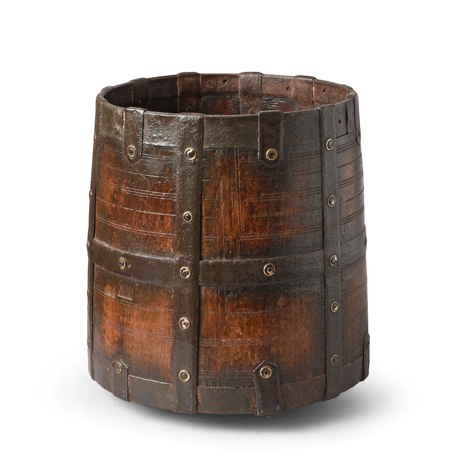 Teak & Iron Grain Measure From Rajasthan - 19th Century - Image 5