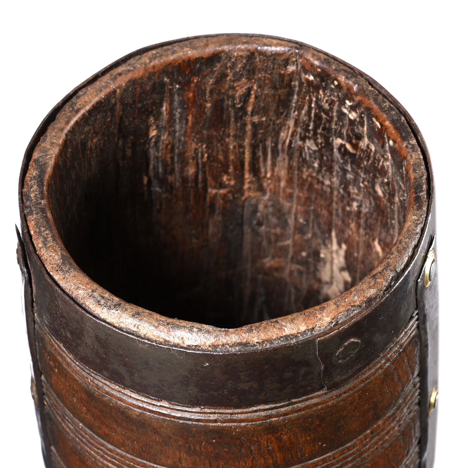 Teak & Iron Grain Measure From Rajasthan - 19th Century - Image 3