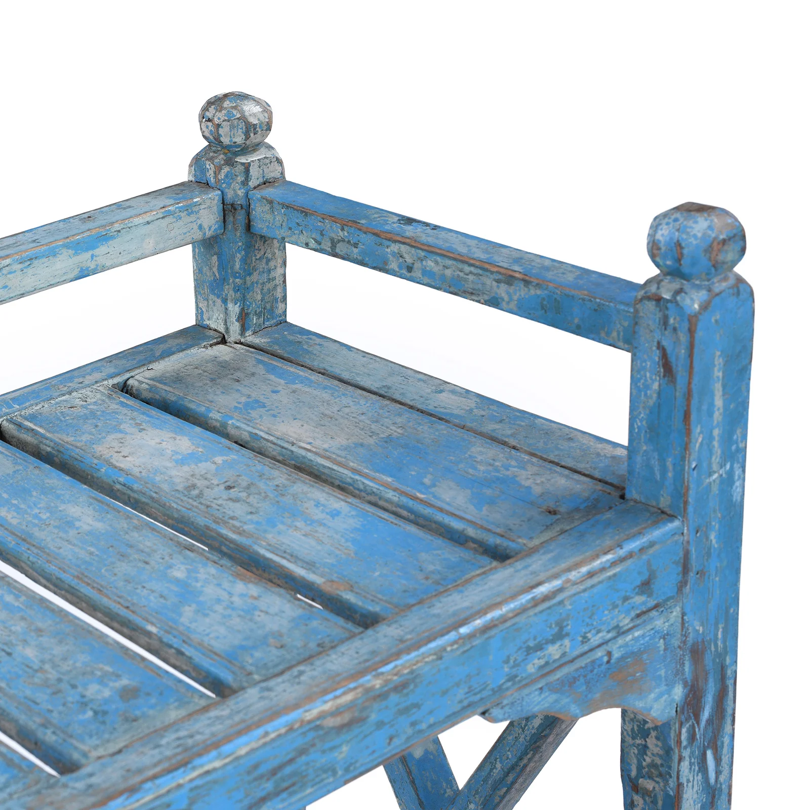 Vintage Painted Indian Teak Shelf - Ca 1930 - Image 5