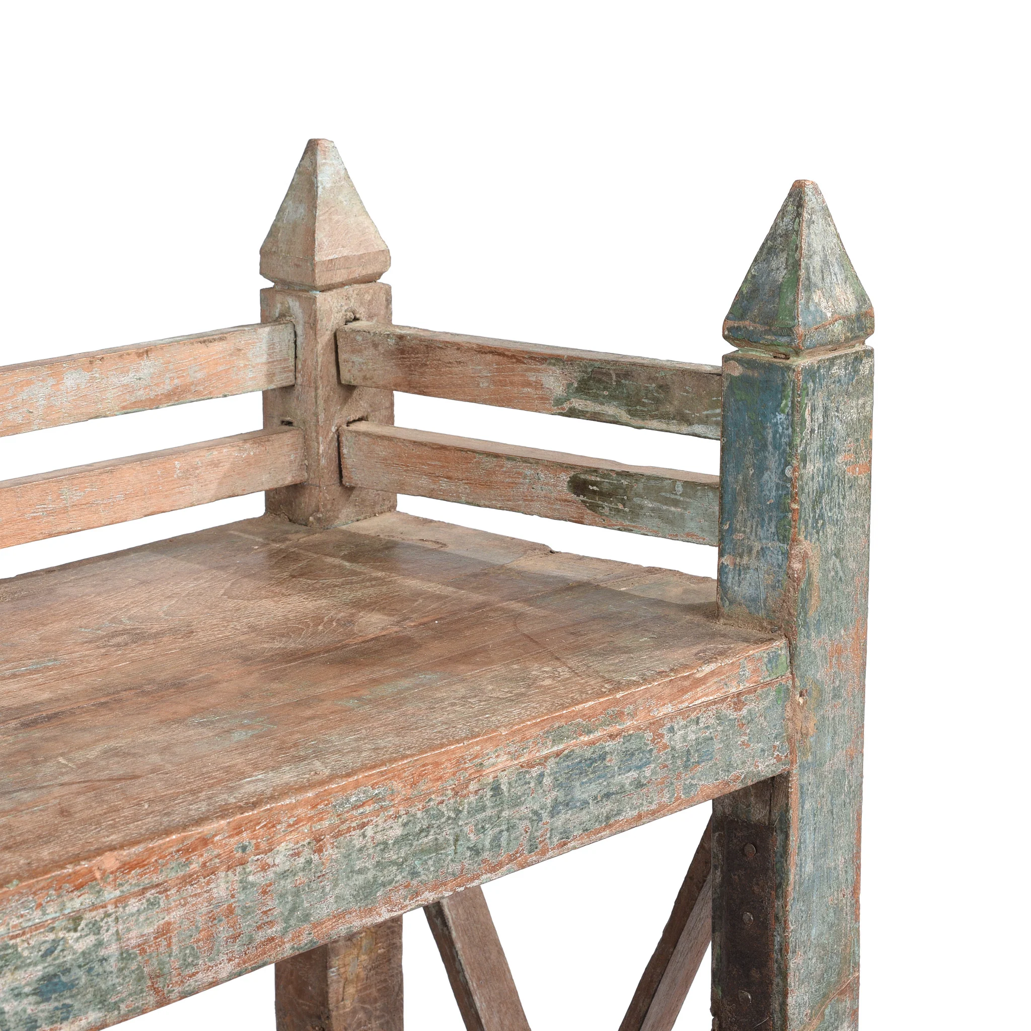 Vintage Painted Indian Teak Shelf - Ca 1930 - Image 3