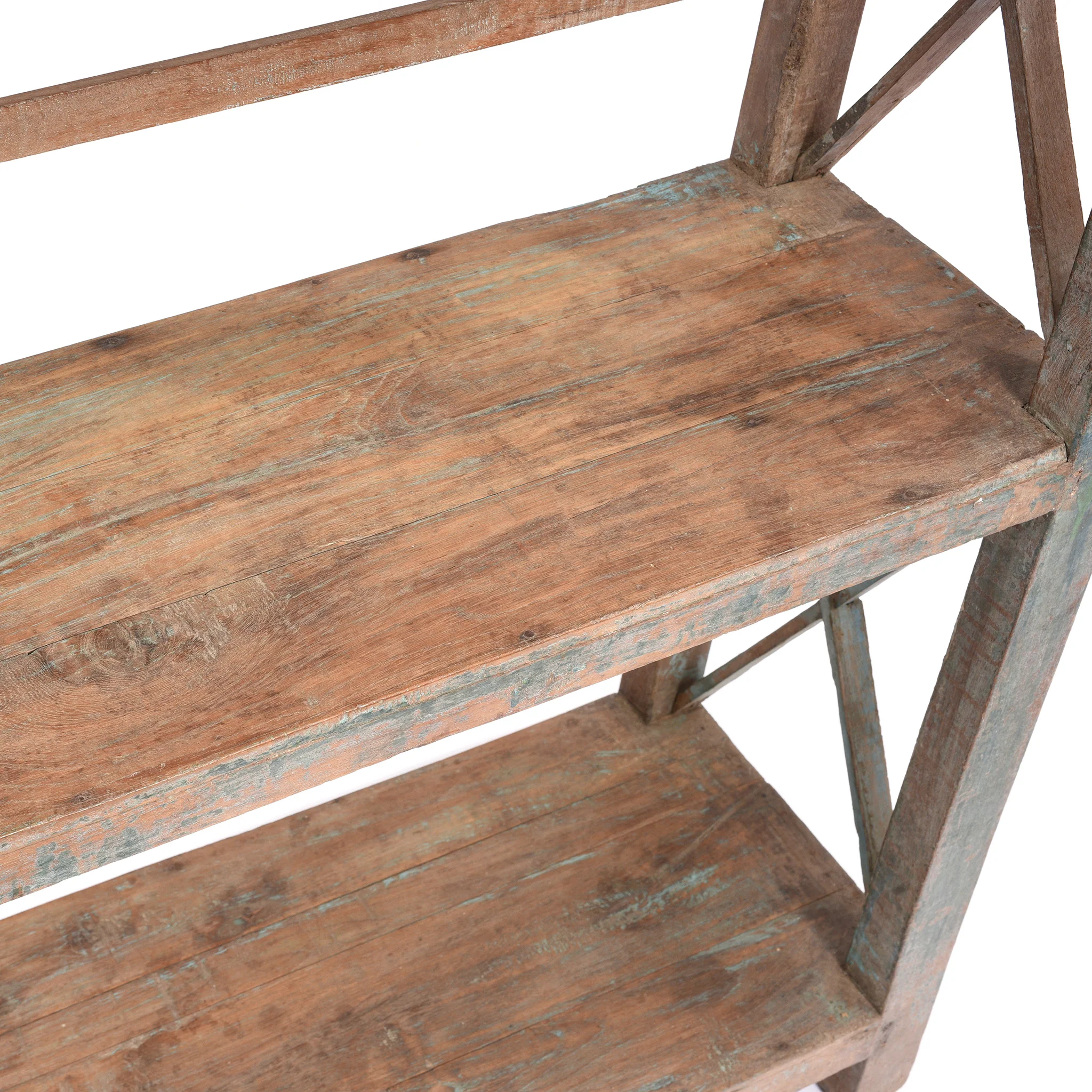 Vintage Painted Indian Teak Shelf - Ca 1930 - Image 4