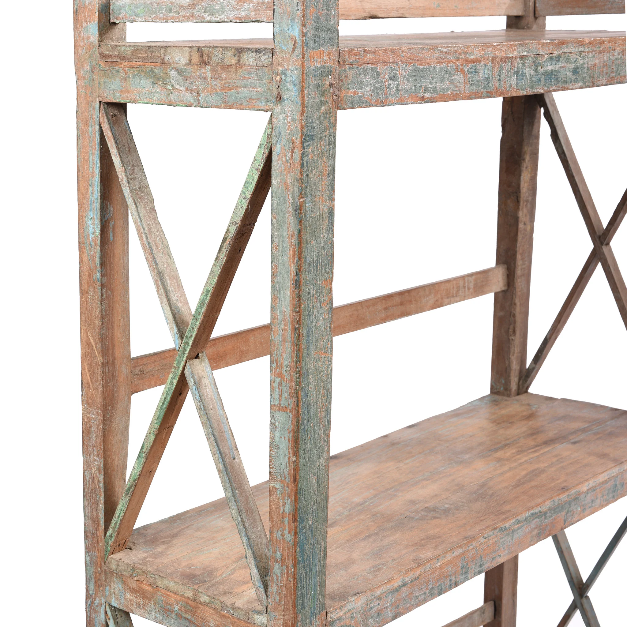 Vintage Painted Indian Teak Shelf - Ca 1930 - Image 5