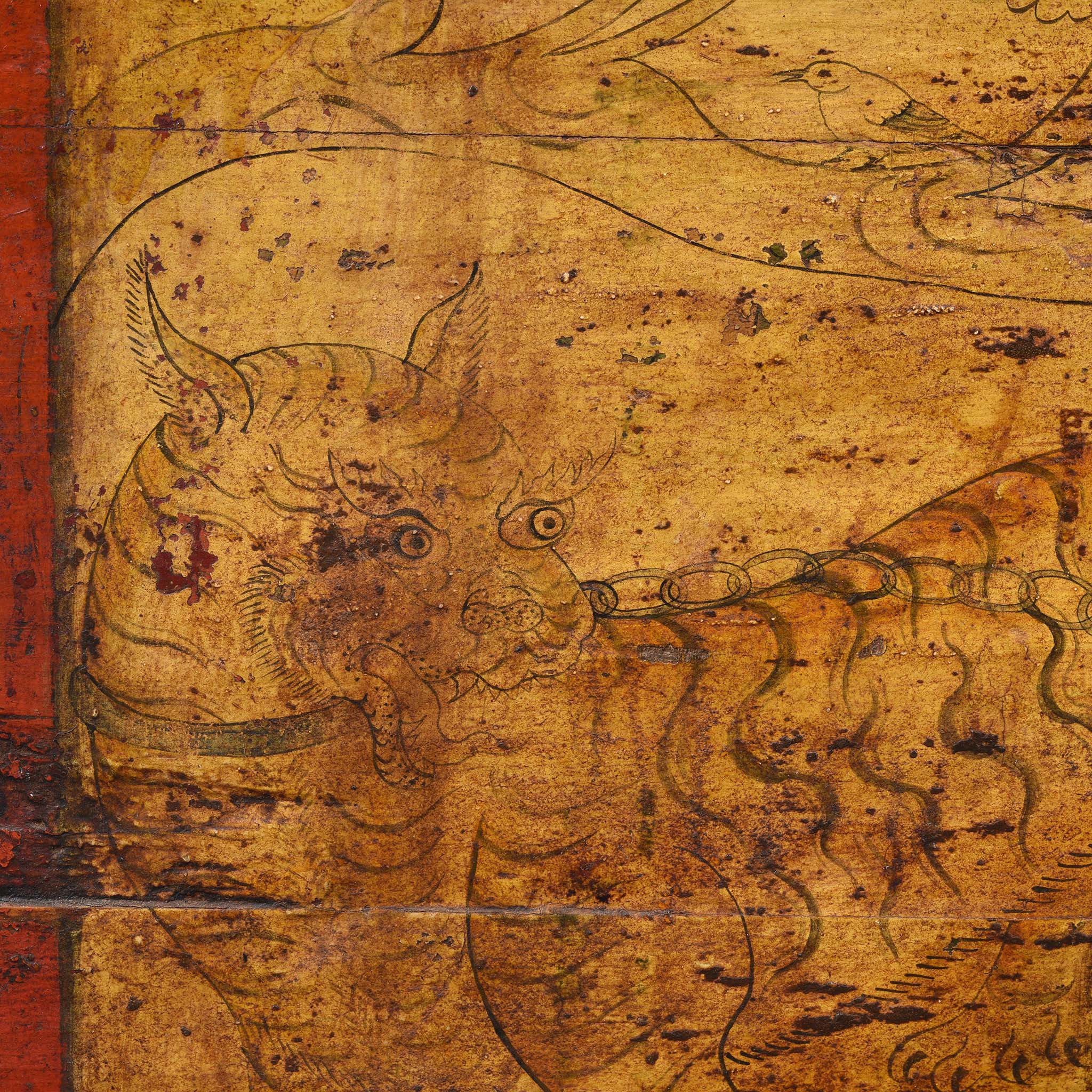 Tibetan Painted Chest of Güsh Khaan With Tiger - Late 18th Century - Image 6