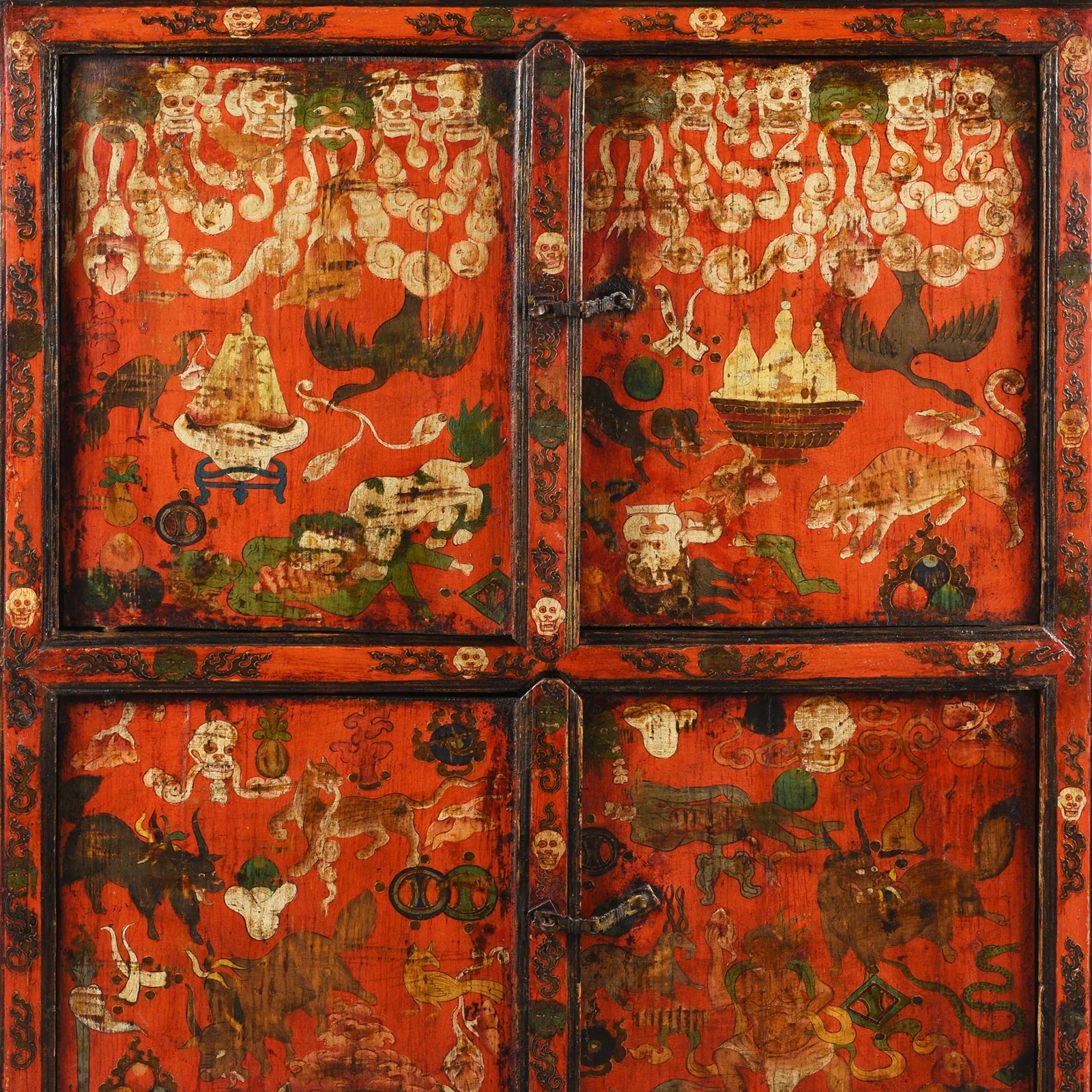 Painted Tibetan Mahakala Torgam Cabinet - 18thC - Image 3