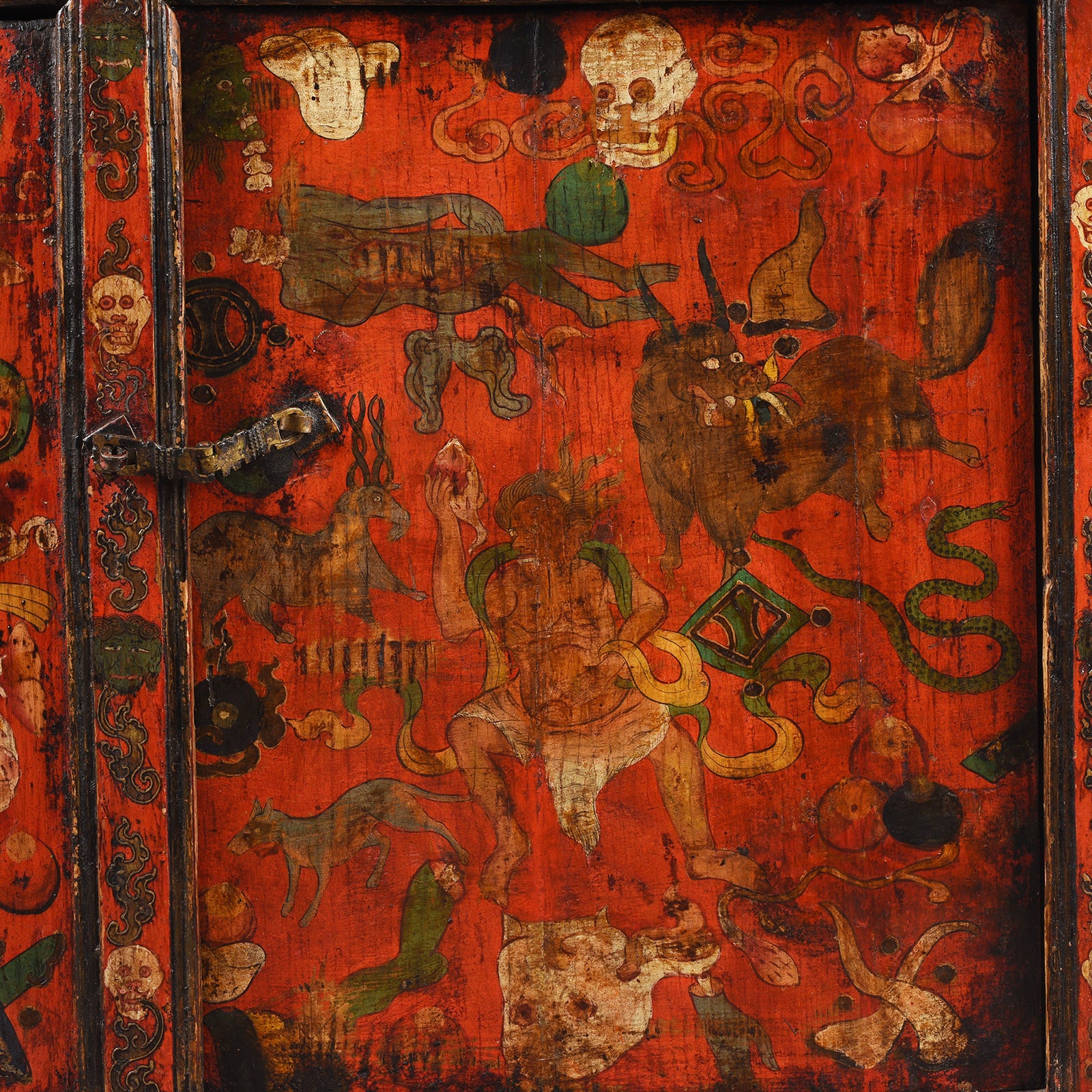 Painted Tibetan Mahakala Torgam Cabinet - 18thC - Image 9