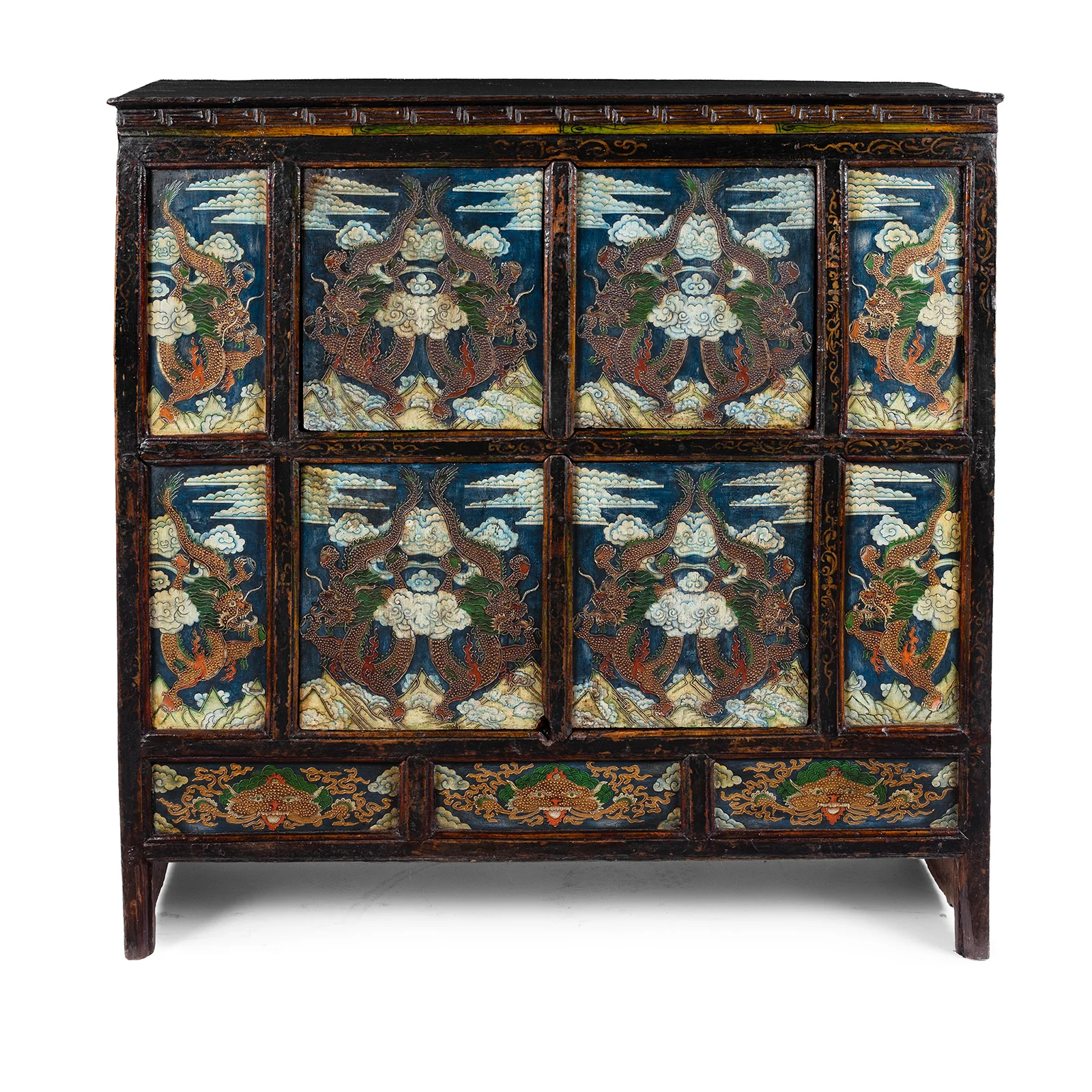 Tibetan Painted Altar Cabinet With Later Painting - Image 2