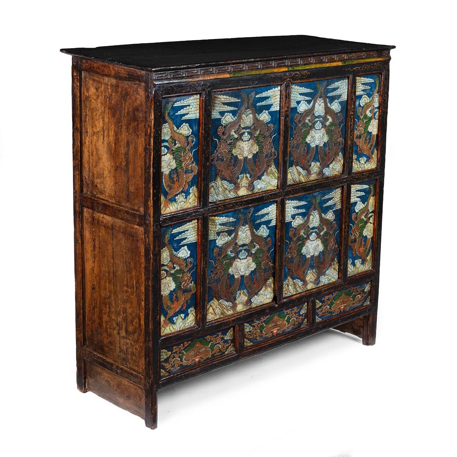 Tibetan Painted Altar Cabinet With Later Painting - Image 7