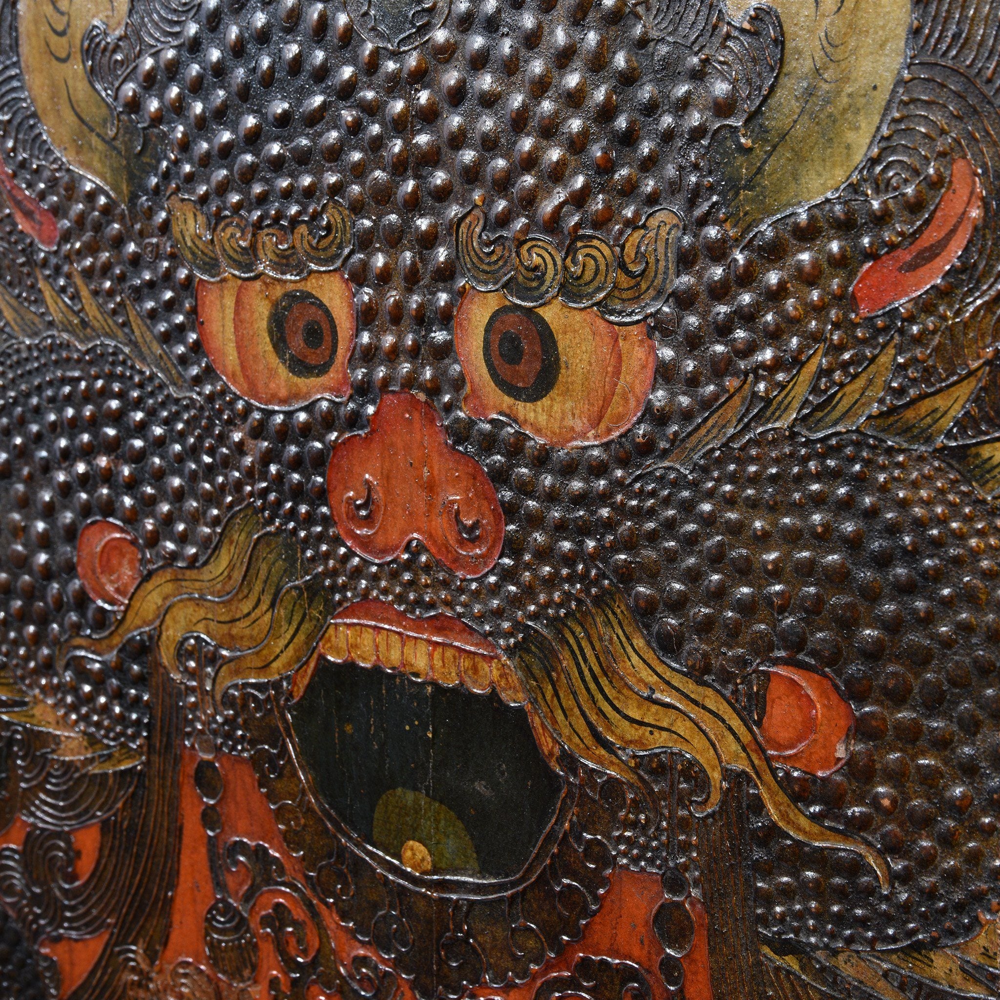 Tibetan Tiger Door Panel With Original Paint - Ca 1900 - Image 3