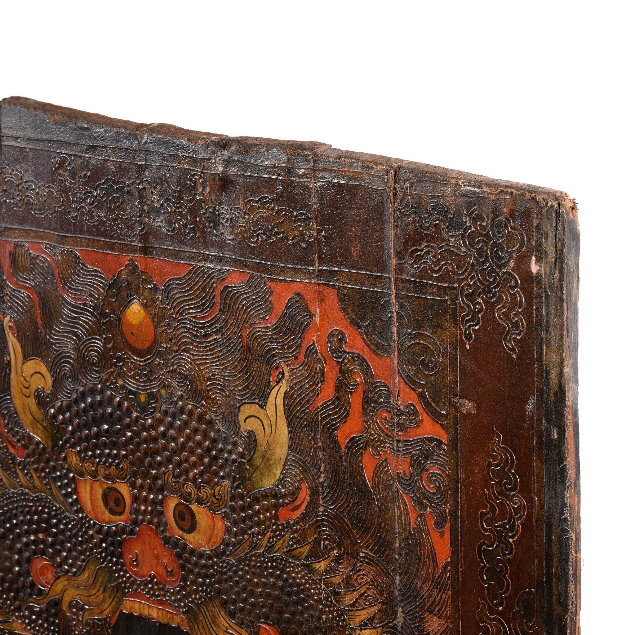 Tibetan Tiger Door Panel With Original Paint - Ca 1900 - Image 4