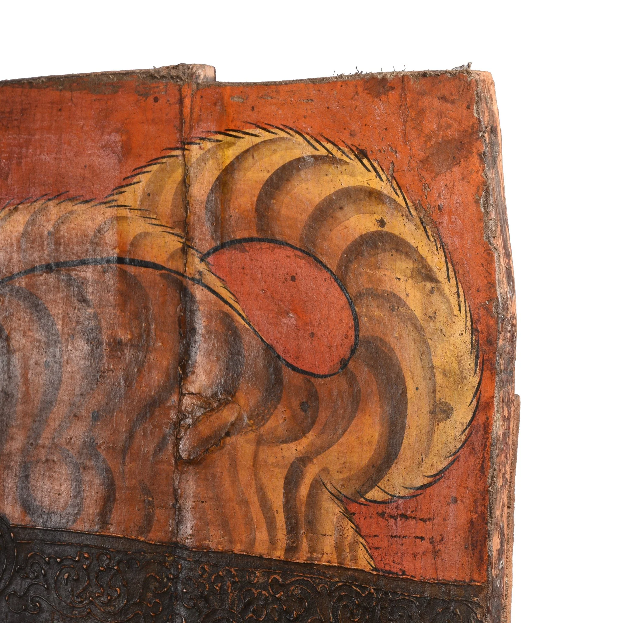 Tibetan Tiger Door Panel With Original Paint 75 - 100 Yrs Old - Image 5