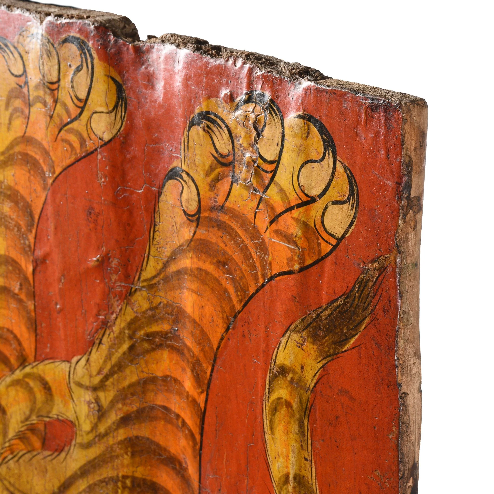 Tibetan Tiger Door Panel With Original Paint 75 - 100 Yrs Old - Image 3